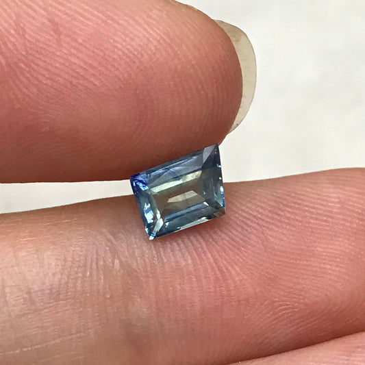 7x5mm Natural Light Blue Whistle Cut Sapphire 1.20 carat Loose Faceted Gemstone Bi-Color Light/Medium Blue Sapphire