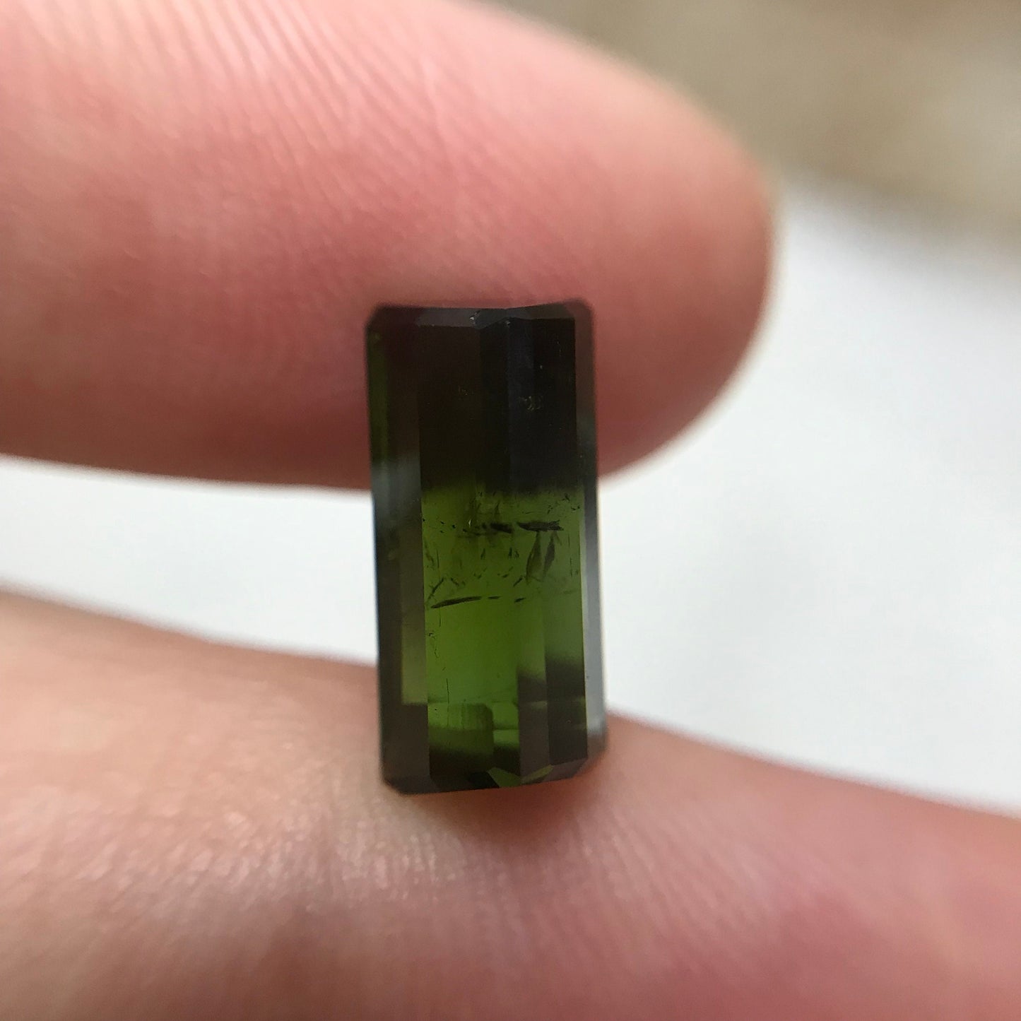 13x6mm Natural Deep Green Tourmaline 3.61 carat, Rectangle Long Octagon Cut Faceted Loose Olive Green Gem Gemstone, 12.8x6.2