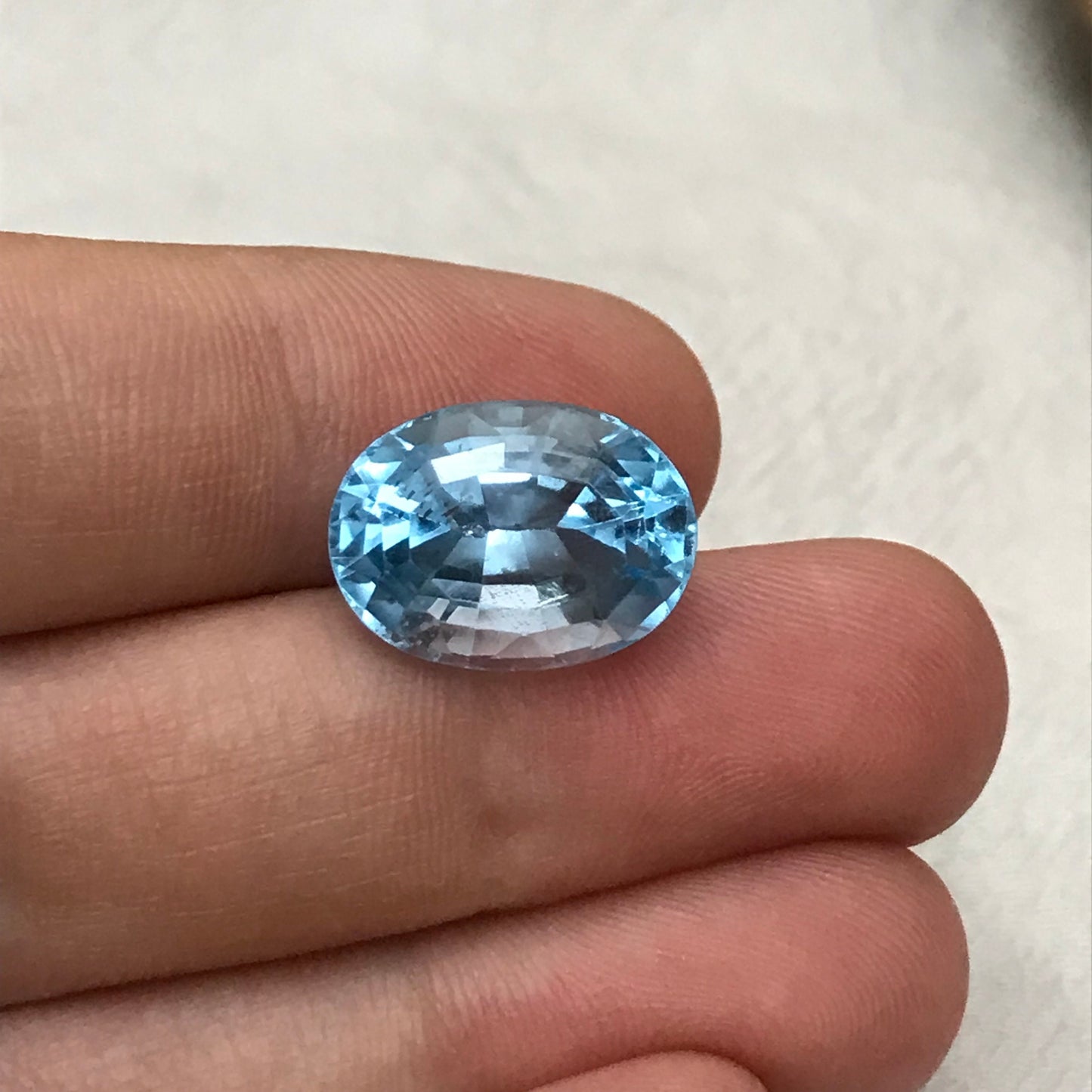 12.44 Carats Blue Topaz Oval Cut 15.5x11.5mm Loose Gem, Faceted Real Topaz, Unmounted December Birthstone US Seller