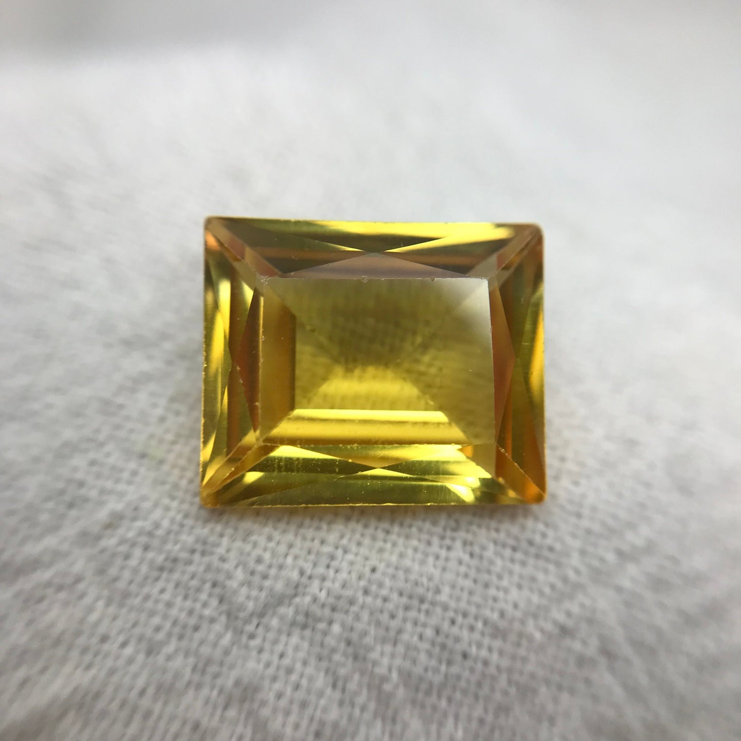 12x10mm Yellow Lab Sapphire Rectangle Cut 6.80 Carat Gem Loose Gemstone, Faceted Recycled/Reclaimed Lab Created Man Made Synthetic Corundum