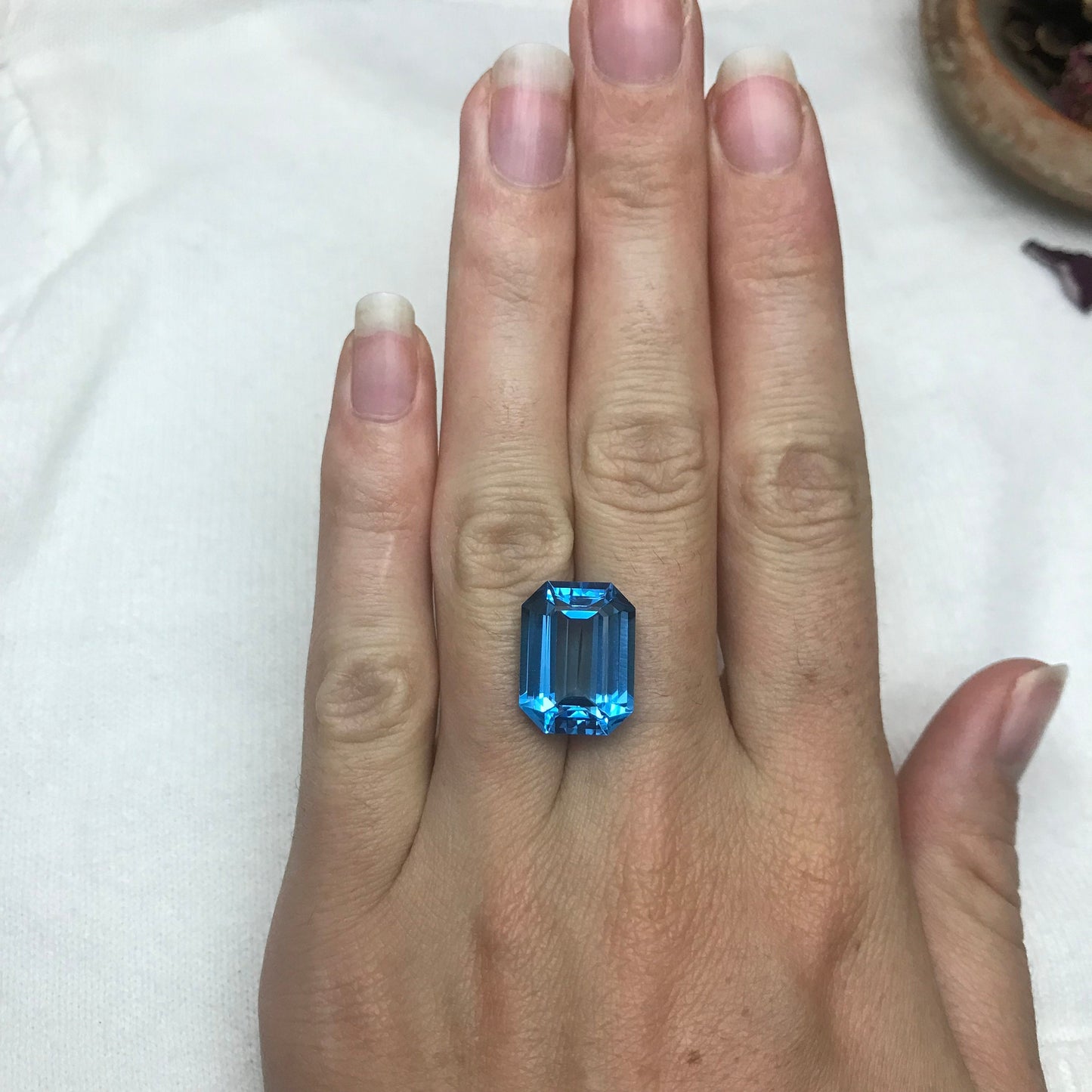 16x12mm Blue Topaz 14.47 Ct, Emerald Cut Loose Real Topaz, Reclaimed Faceted Gemstone, December Birthstone,