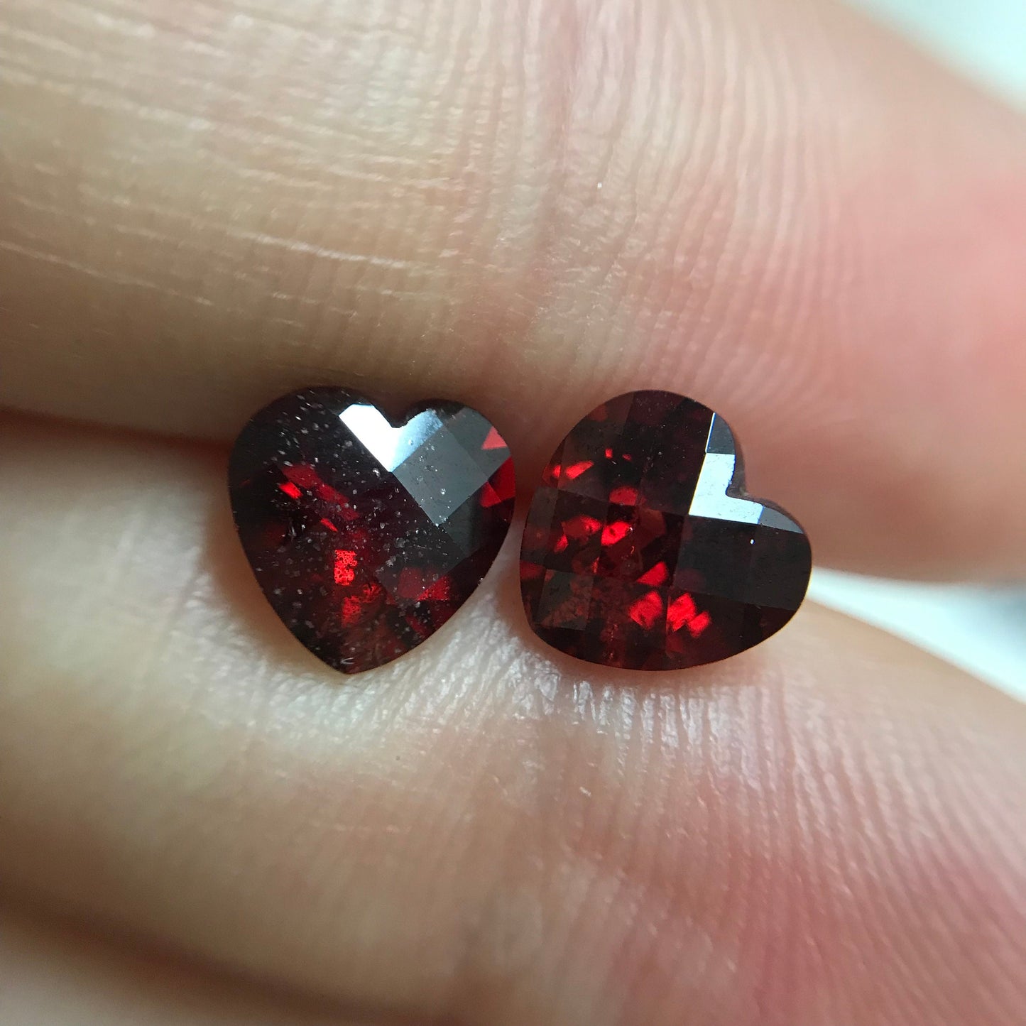 One-7mm Red Garnet Checkerboard Heart Cut, Approx 1.41-1.62 carat, Faceted Loose Gemstone, One- Reclaimed Gem