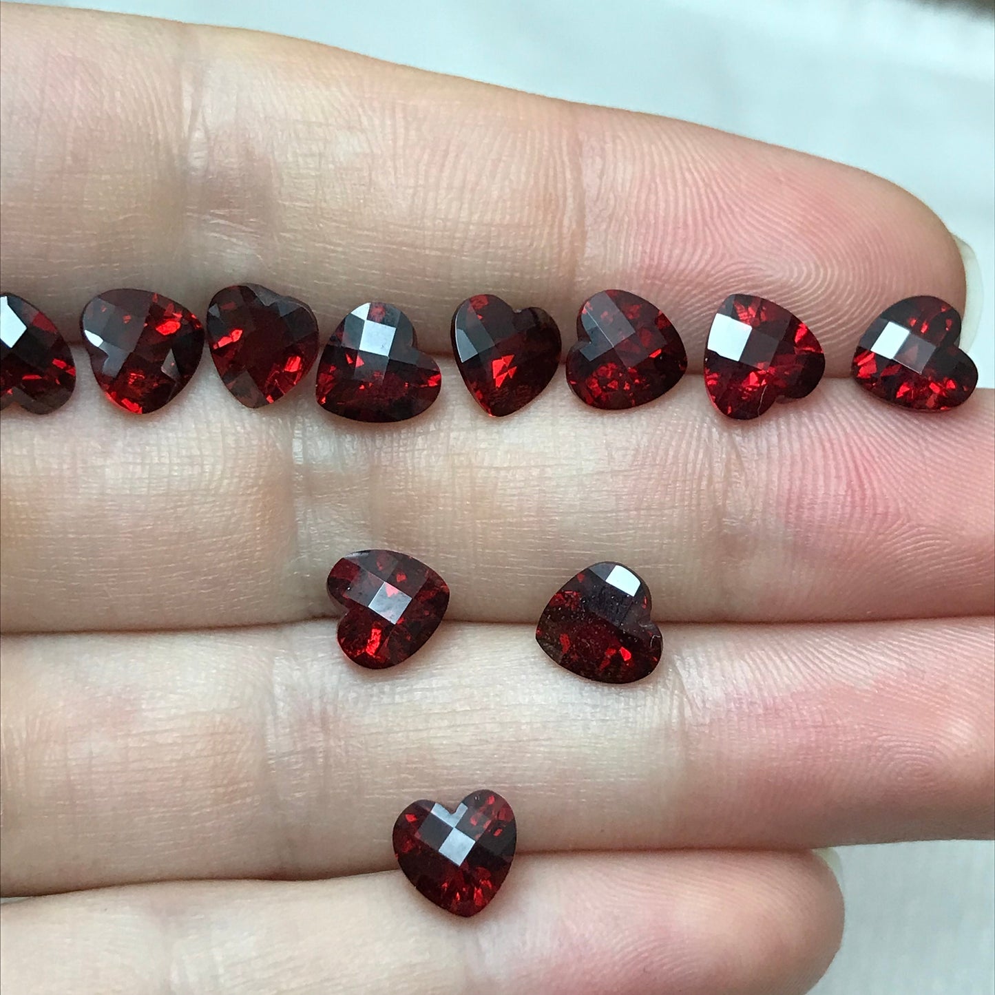 One-7mm Red Garnet Checkerboard Heart Cut, Approx 1.41-1.62 carat, Faceted Loose Gemstone, One- Reclaimed Gem
