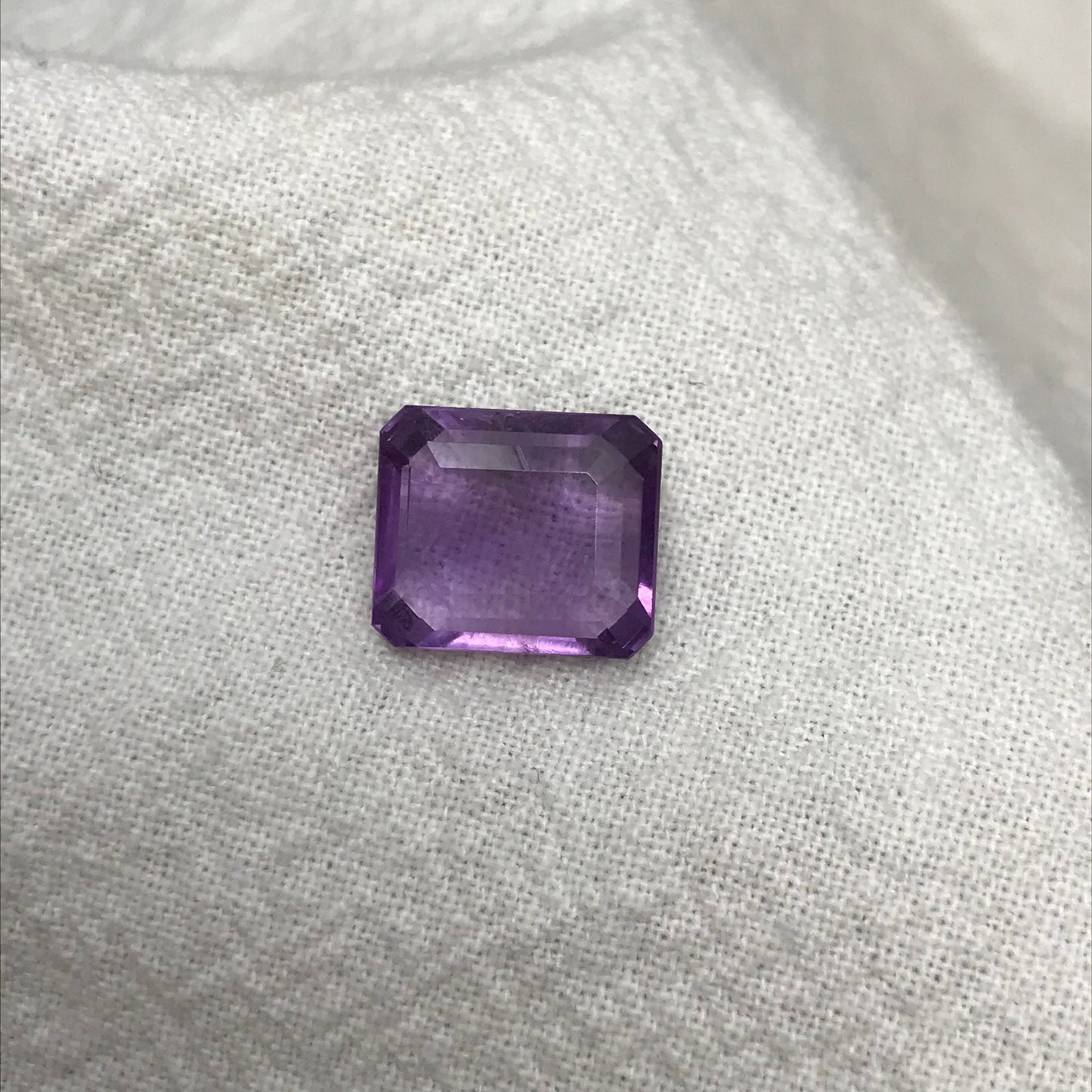 10.5x9 mm Purple Amethyst 4.19 Carat Rectangle Emerald Cut, Faceted Loose Unmounted Recycled/Reclaimed Gemstone
