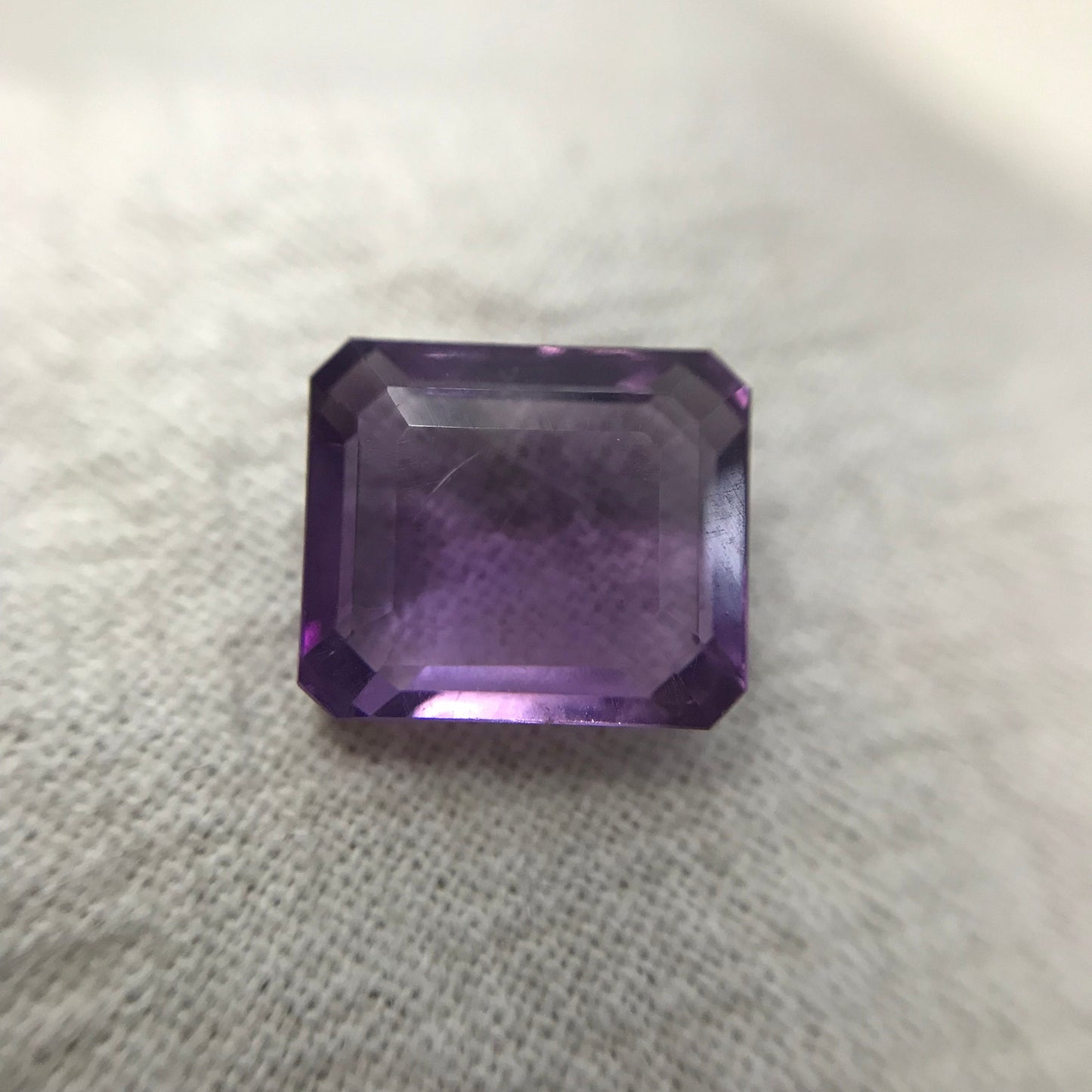 10.5x9 mm Purple Amethyst 4.19 Carat Rectangle Emerald Cut, Faceted Loose Unmounted Recycled/Reclaimed Gemstone