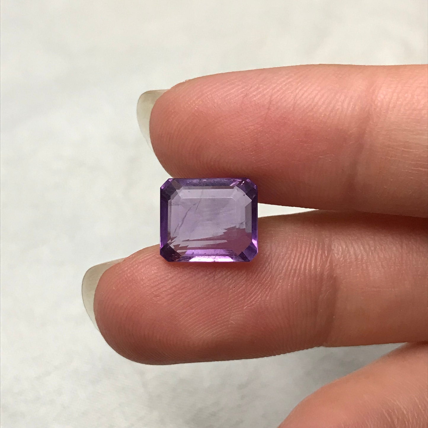 10.5x9 mm Purple Amethyst 4.19 Carat Rectangle Emerald Cut, Faceted Loose Unmounted Recycled/Reclaimed Gemstone