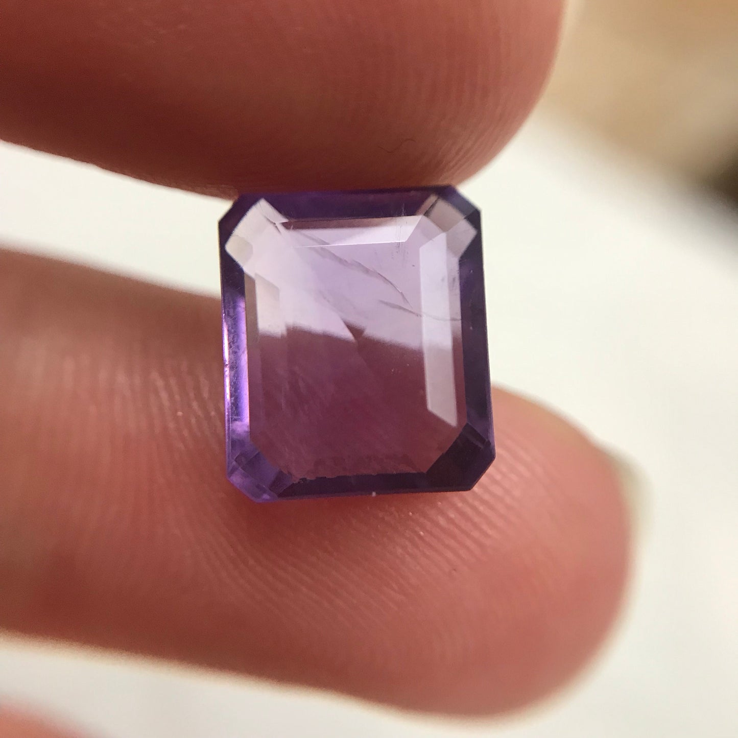 10.5x9 mm Purple Amethyst 4.19 Carat Rectangle Emerald Cut, Faceted Loose Unmounted Recycled/Reclaimed Gemstone