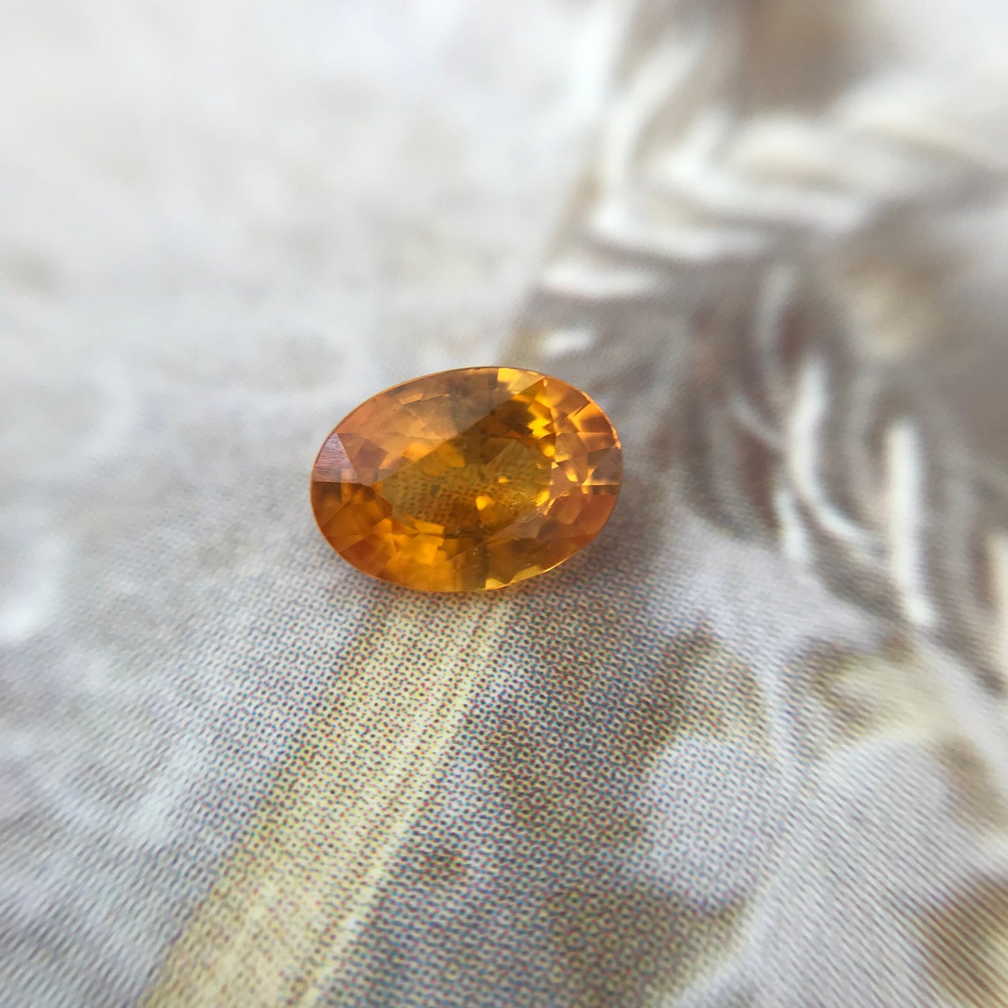 7x5mm Natural Yellow Orange Sapphire 0.82 Carat Beryllium Treated Oval Cut Corundum Gem Faceted Loose Unmounted Gemstone, Earth Mined