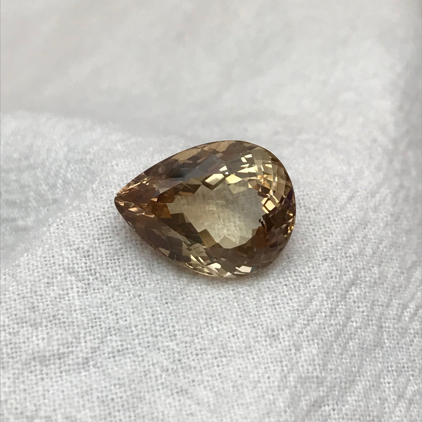 12 carat Natural Orangish Brown Topaz 16x12mm Pear Cut Faceted Gemstone, Large Stone, Loose Champagne Topaz