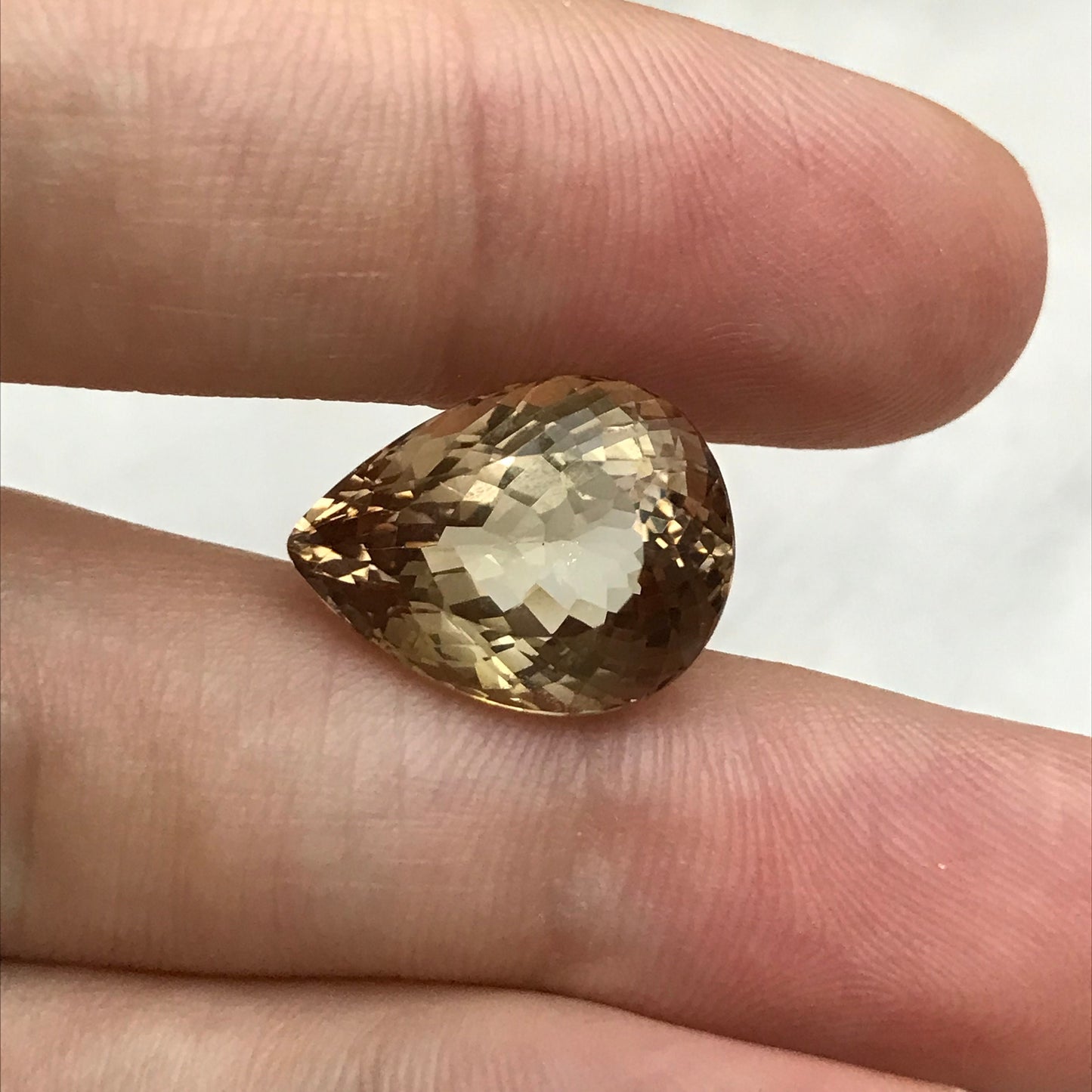 12 carat Natural Orangish Brown Topaz 16x12mm Pear Cut Faceted Gemstone, Large Stone, Loose Champagne Topaz
