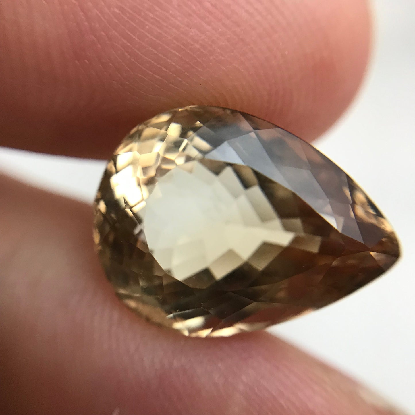 12 carat Natural Orangish Brown Topaz 16x12mm Pear Cut Faceted Gemstone, Large Stone, Loose Champagne Topaz