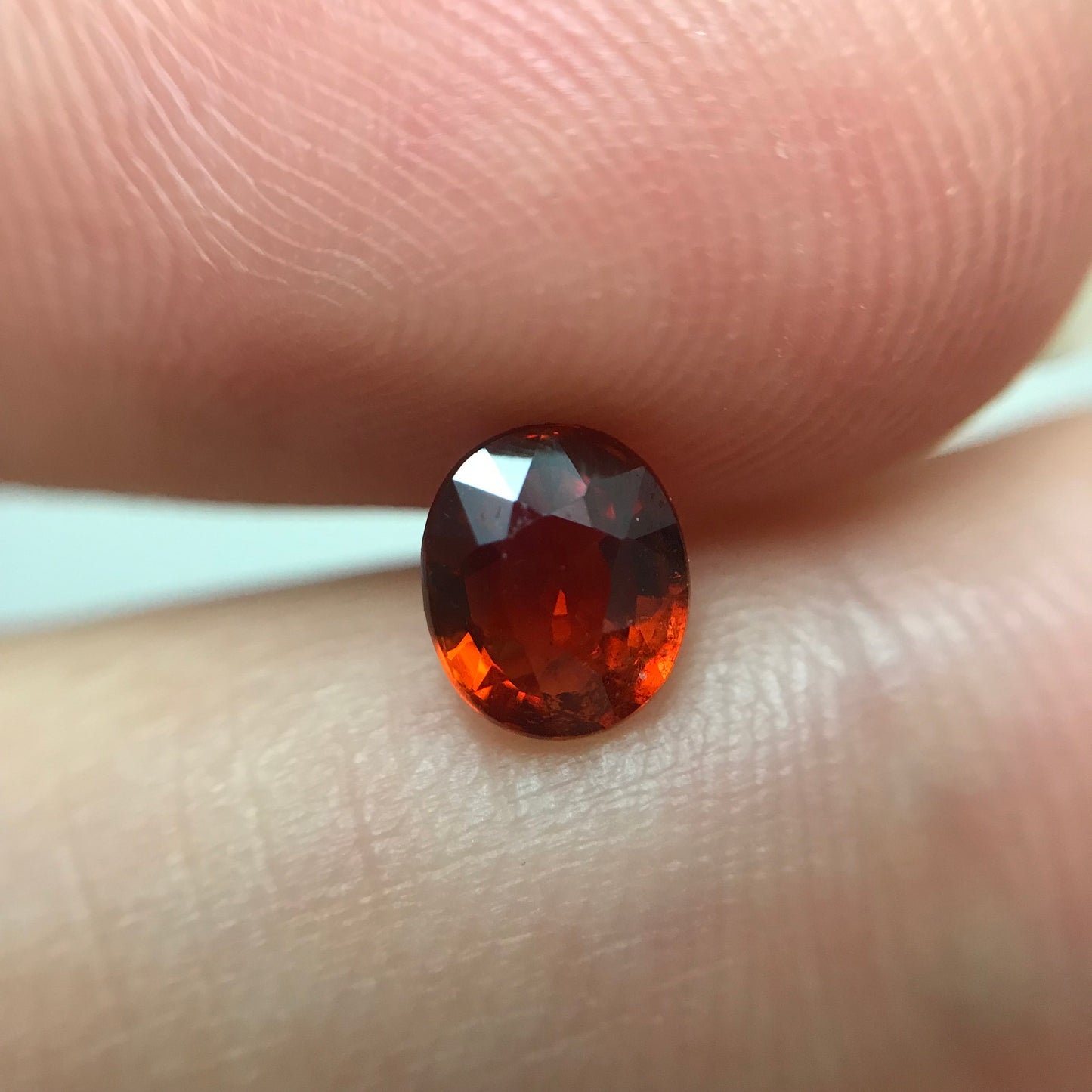 6x5mm Natural Mandarin Spessartite Garnet 0.94 carats, Oval Cut, Orange Red Faceted Garnet