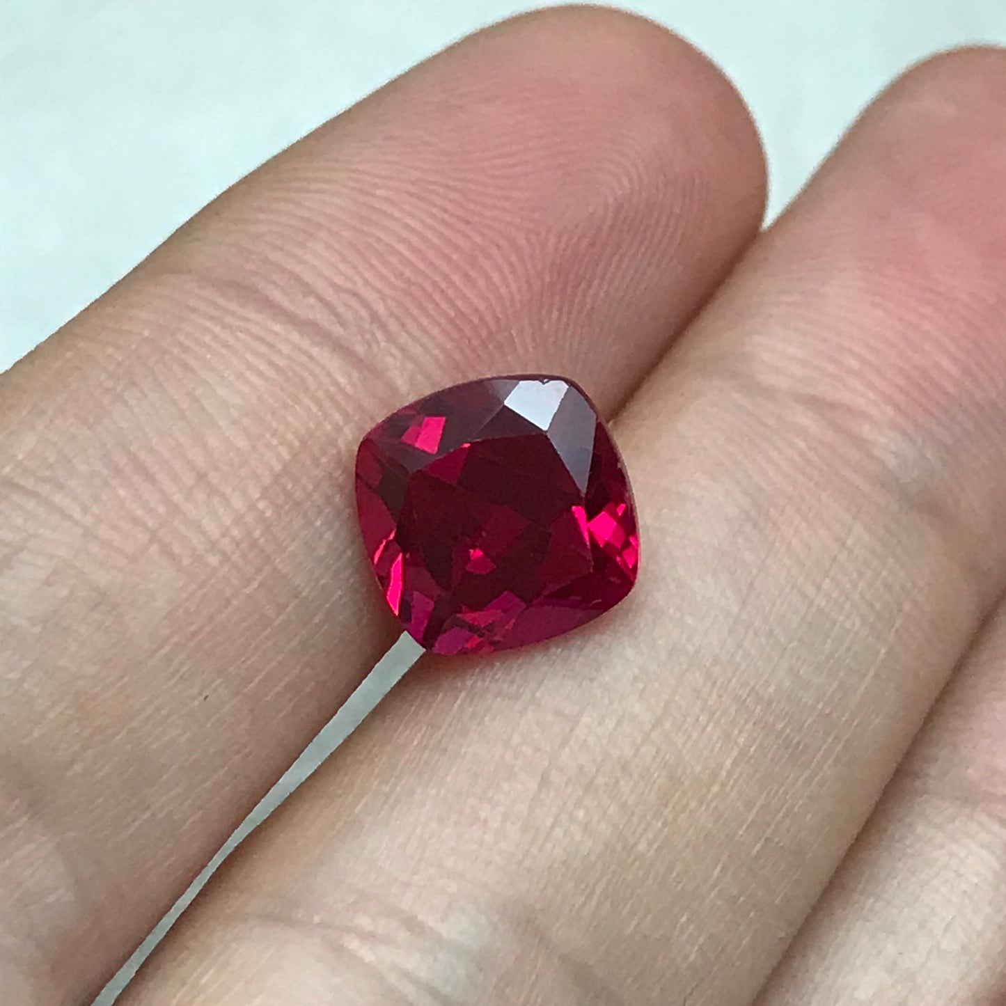9mm Lab Ruby 4.65 carat Square Cushion Cut, Quality Lab Created Faceted Loose Red Synthetic Corundum