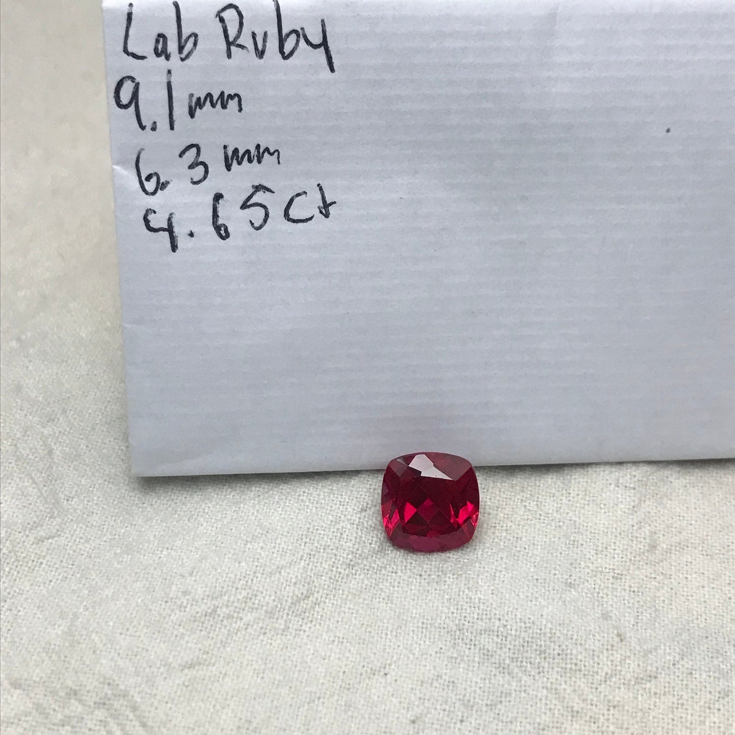 9mm Lab Ruby 4.65 carat Square Cushion Cut, Quality Lab Created Faceted Loose Red Synthetic Corundum