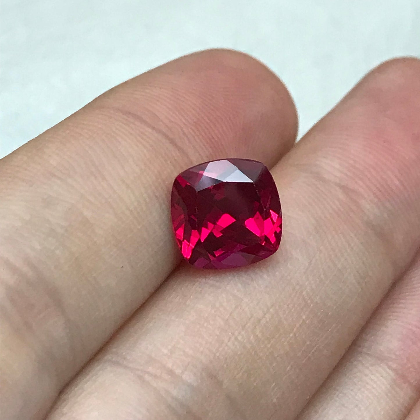 9mm Lab Ruby 4.65 carat Square Cushion Cut, Quality Lab Created Faceted Loose Red Synthetic Corundum