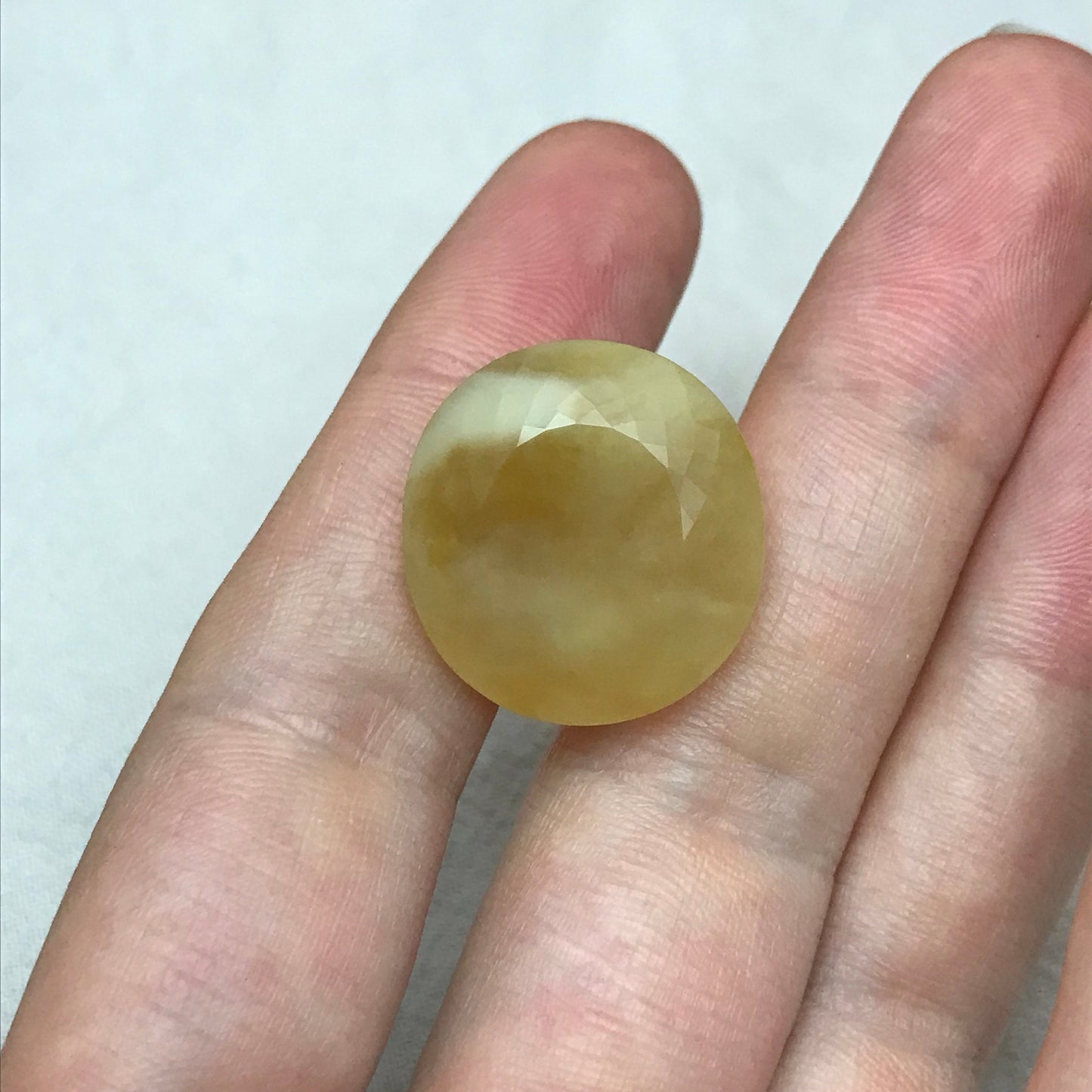 21x20mm Fire Opal 21.37 carat, Milky Yellow Mexican Fire Opal, Carat Natural Loose Gemstone, October Birthstone, Faceted Large Stone