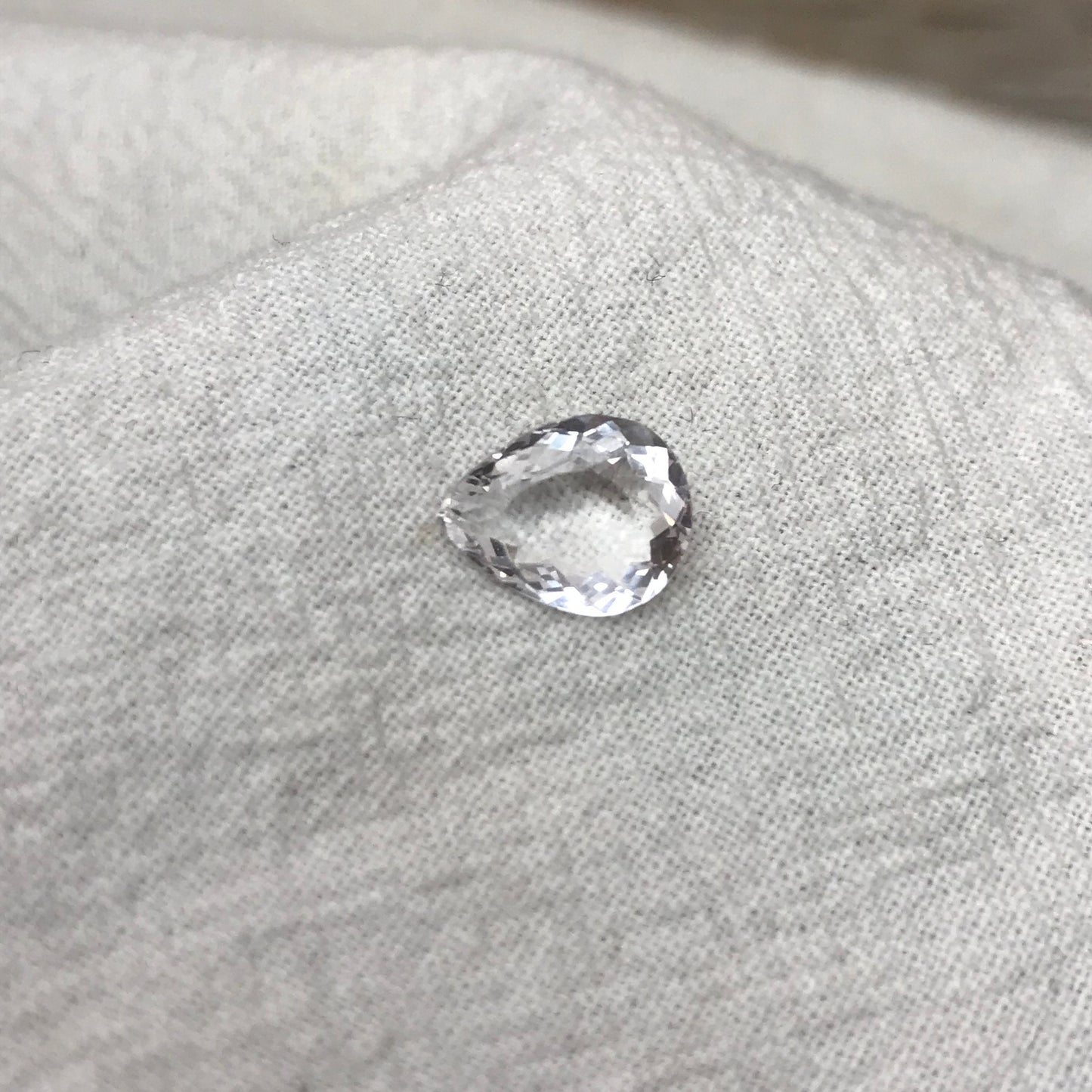 2 CT Very Light Morganite 10x8mm Pear Cut, Nearly Colorless Pink Beryl Loose Gemstone,