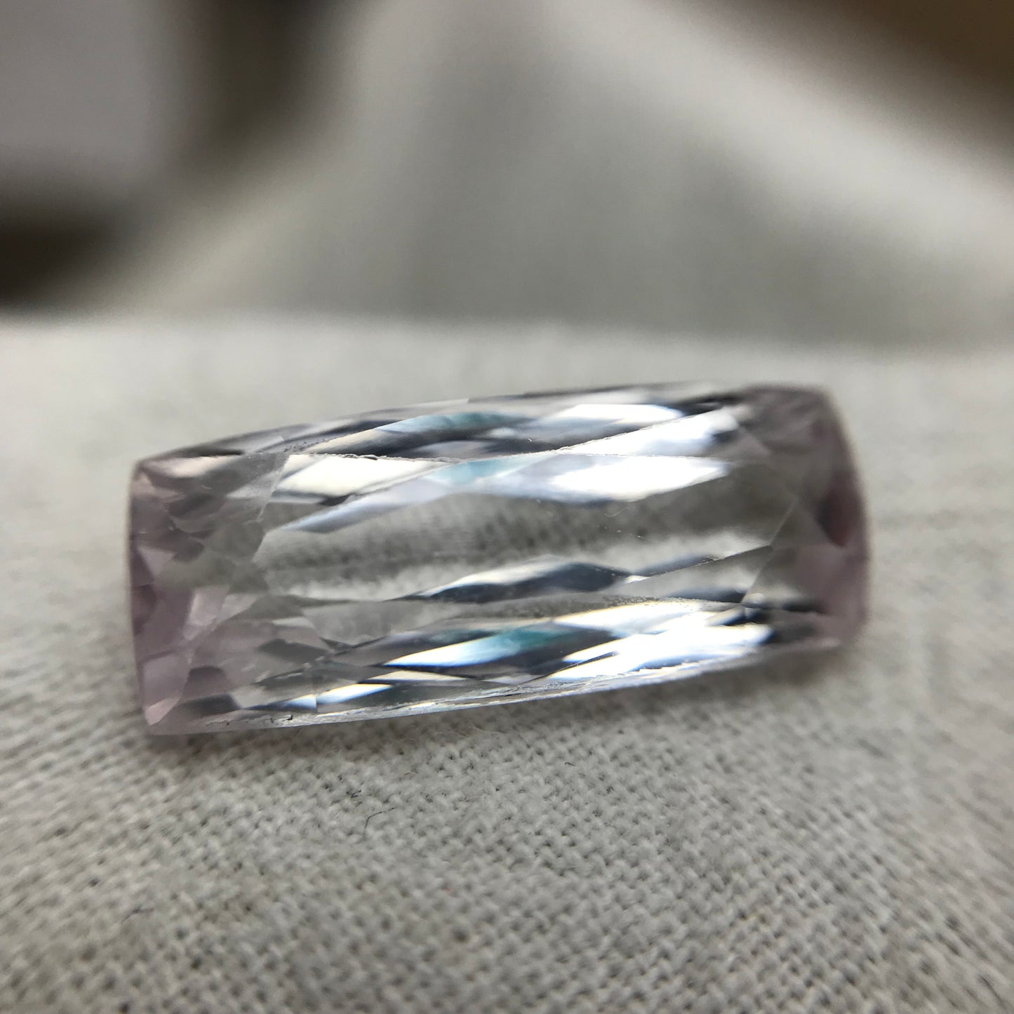 9.20 ct Pink Kunzite 19x8mm Cushion Cut, Antique Cushion, Imperfect Gem, Faceted Loose Gemstone,