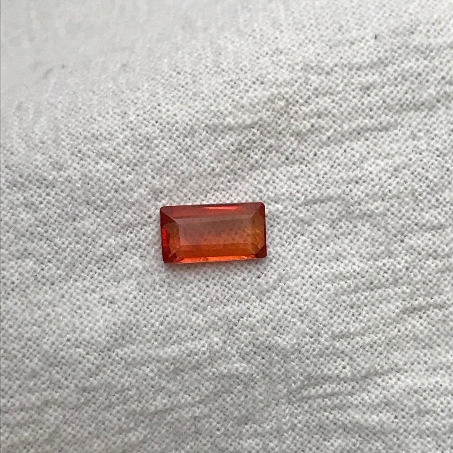 0.96 ct Natural Orange Sapphire 7.5x4mm Baguette Cut Loose Faceted Gem, Reddish Orange Beryllium Treated Sapphire, 7.5x4.1mm