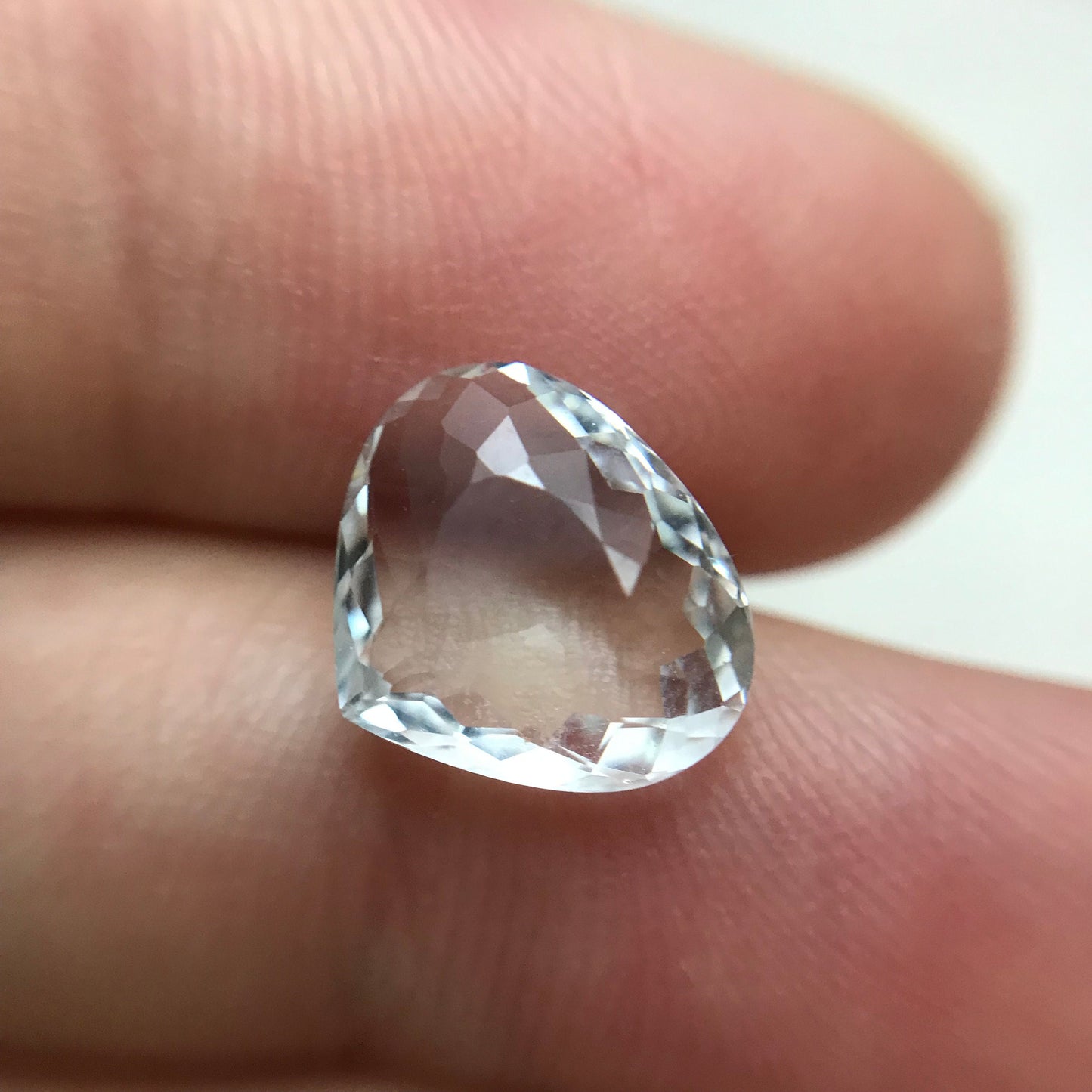 2.44 carat Aquamarine 11x9.4mm Fat Pear Cut, Natural Light Blue Aquamarine, Faceted Loose Shallow cut Gem,