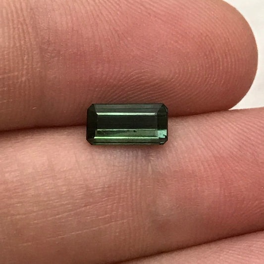 8x4mm Natural Deep Green Tourmaline 1.10 CT, Long Octagon Cut Faceted Loose Gemstone, Earth Mined Gem