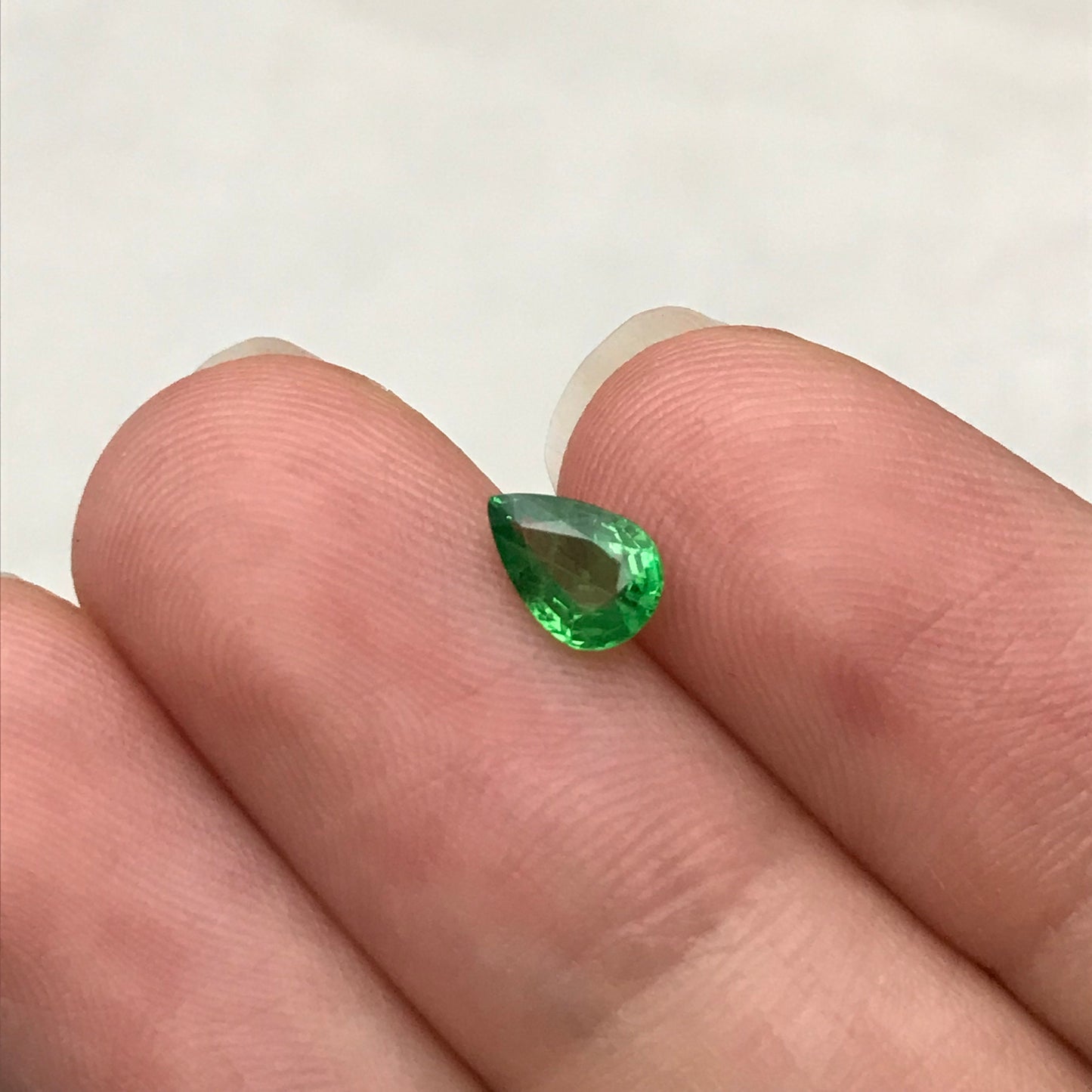 0.67 Natural Green Tsavorite Garnet 6.8x4.7mm Pear Cut, Faceted Loose over 1/2 carat Rich Green Tsavorite, Emerald Color