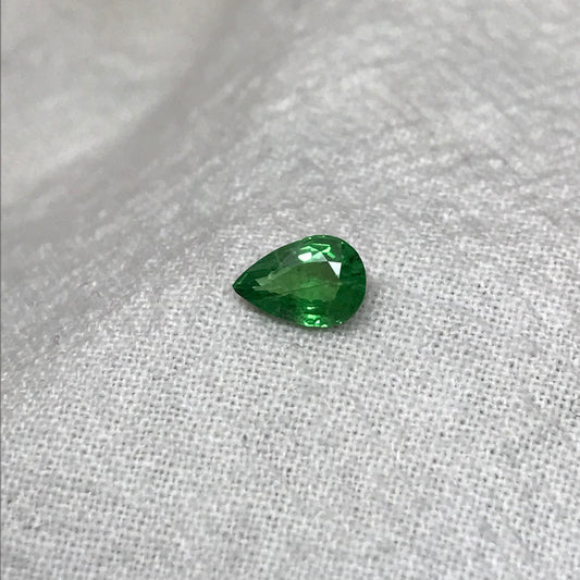 0.67 Natural Green Tsavorite Garnet 6.8x4.7mm Pear Cut, Faceted Loose over 1/2 carat Rich Green Tsavorite, Emerald Color