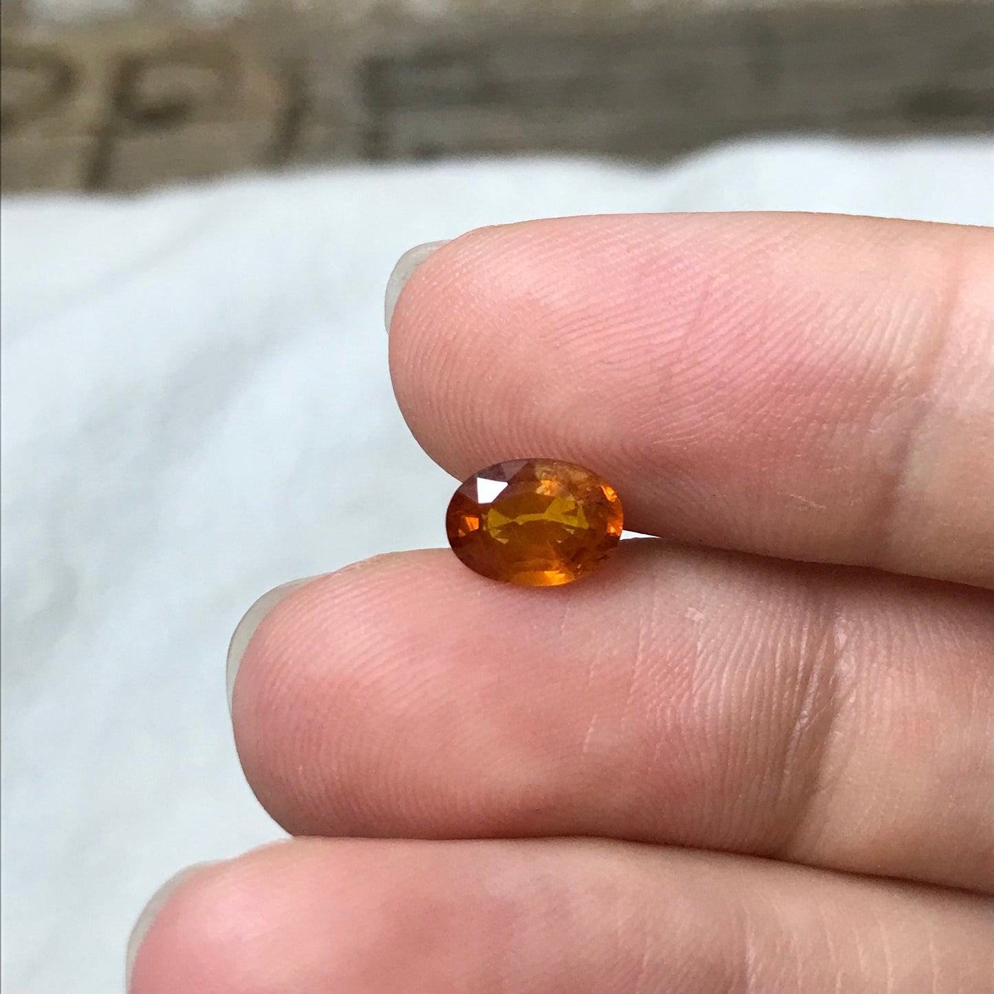 1.31 ct Natural Orange Sapphire 7.8x5.7mm Oval Cut Beryllium Treated Sapphire, Faceted Loose Gem,