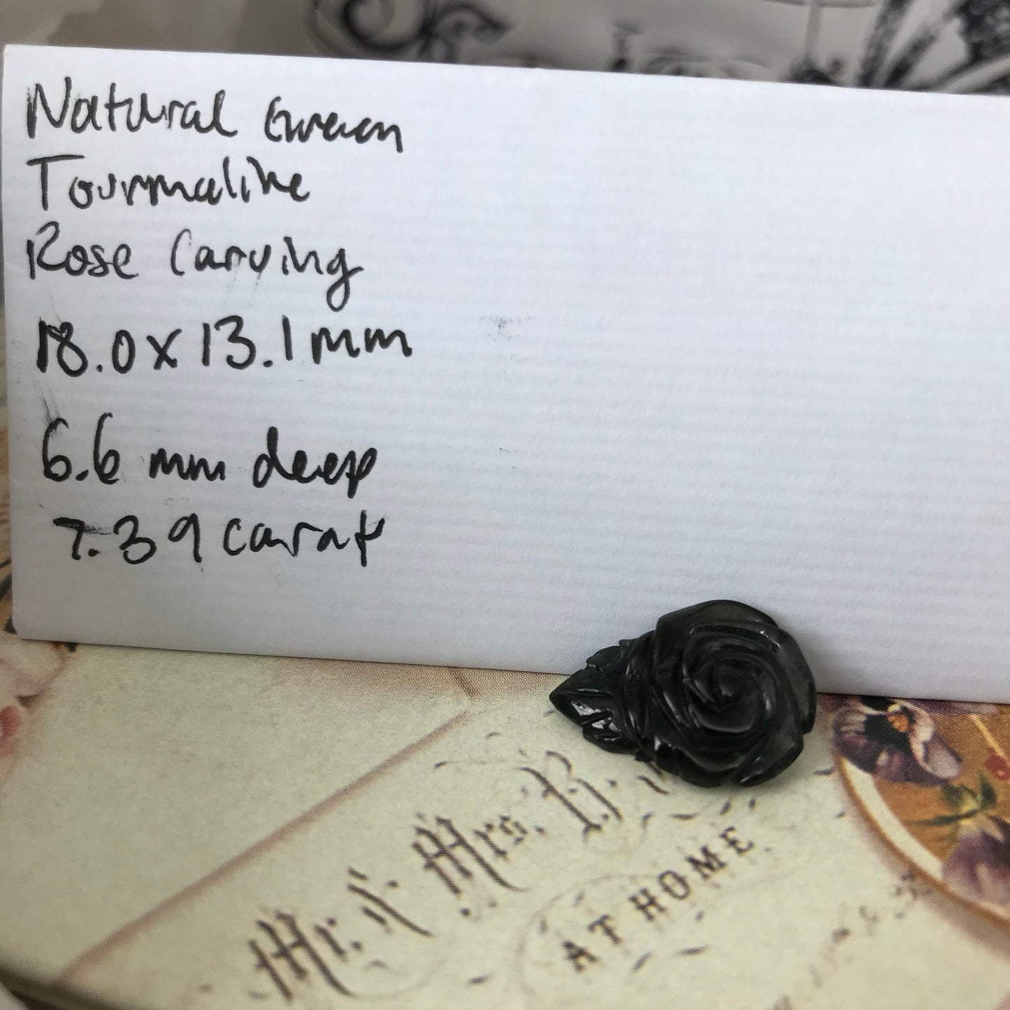 Natural Green Tourmaline 7.39 carat 18x13mm Rose Carving, Unmounted Loose Gemstone, Genuine Earth Mined Gem