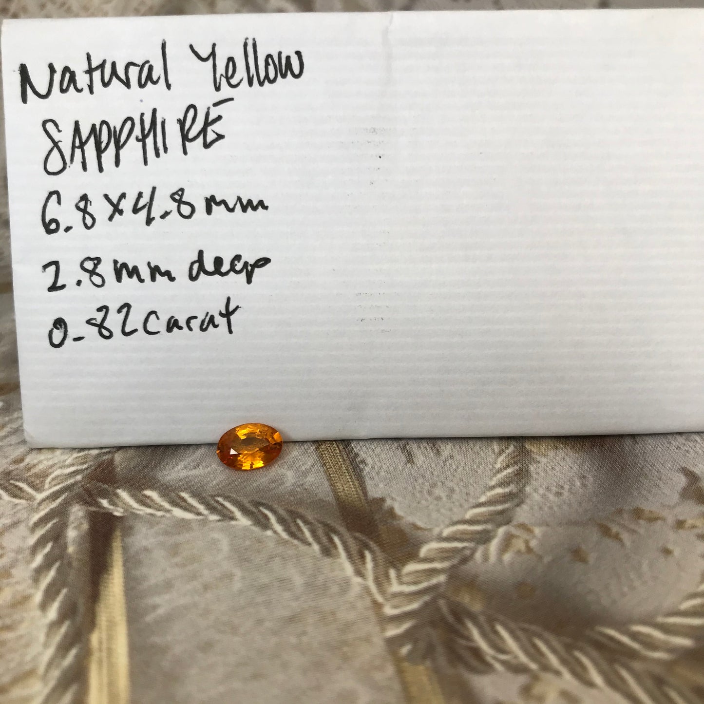 7x5mm Natural Yellow Orange Sapphire 0.82 Carat Beryllium Treated Oval Cut Corundum Gem Faceted Loose Unmounted Gemstone, Earth Mined