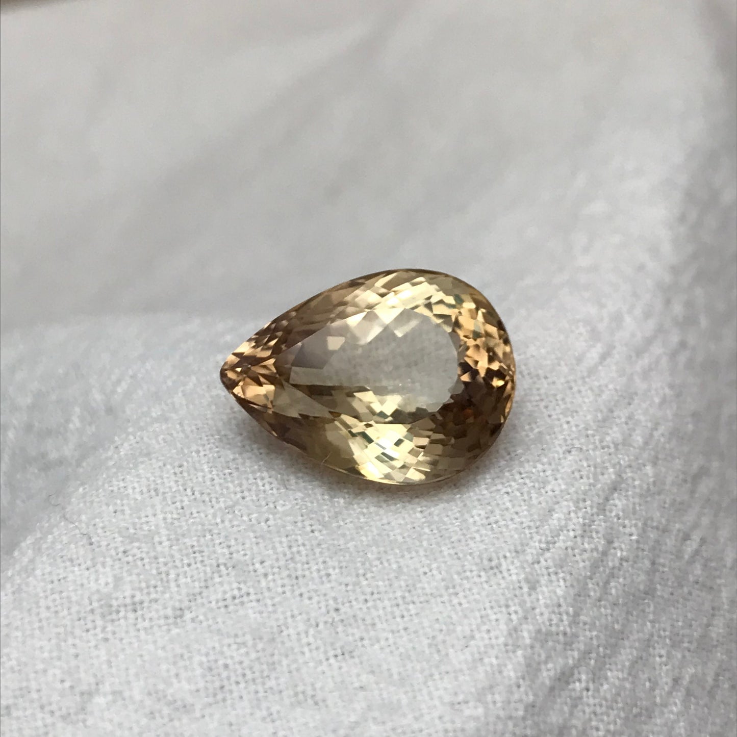 12 carat Natural Orangish Brown Topaz 16x12mm Pear Cut Faceted Gemstone, Large Stone, Loose Champagne Topaz