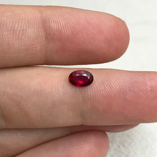 6x4mm Natural Ruby Heated with Residues 0.52 Carat, Oval Cut Pigeon's Blood Red, Faceted Ruby, July Birthstone, Treated Top Color Red Ruby