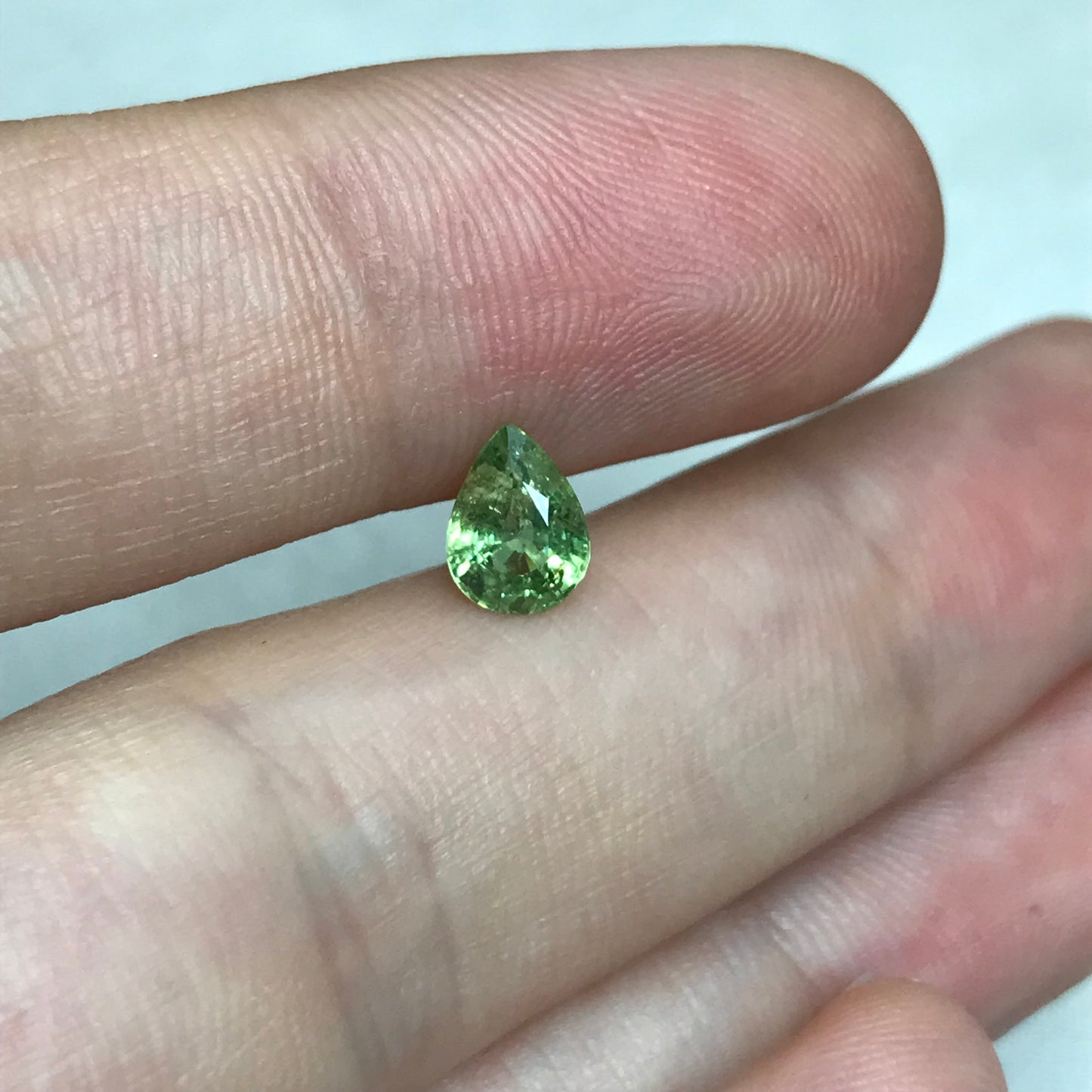 0.82 ct Natural Demantoid Garnet 6.7x5mm Pear Cut, Faceted Loose Green Garnet, Unmounted Gemstone for Jewelry,