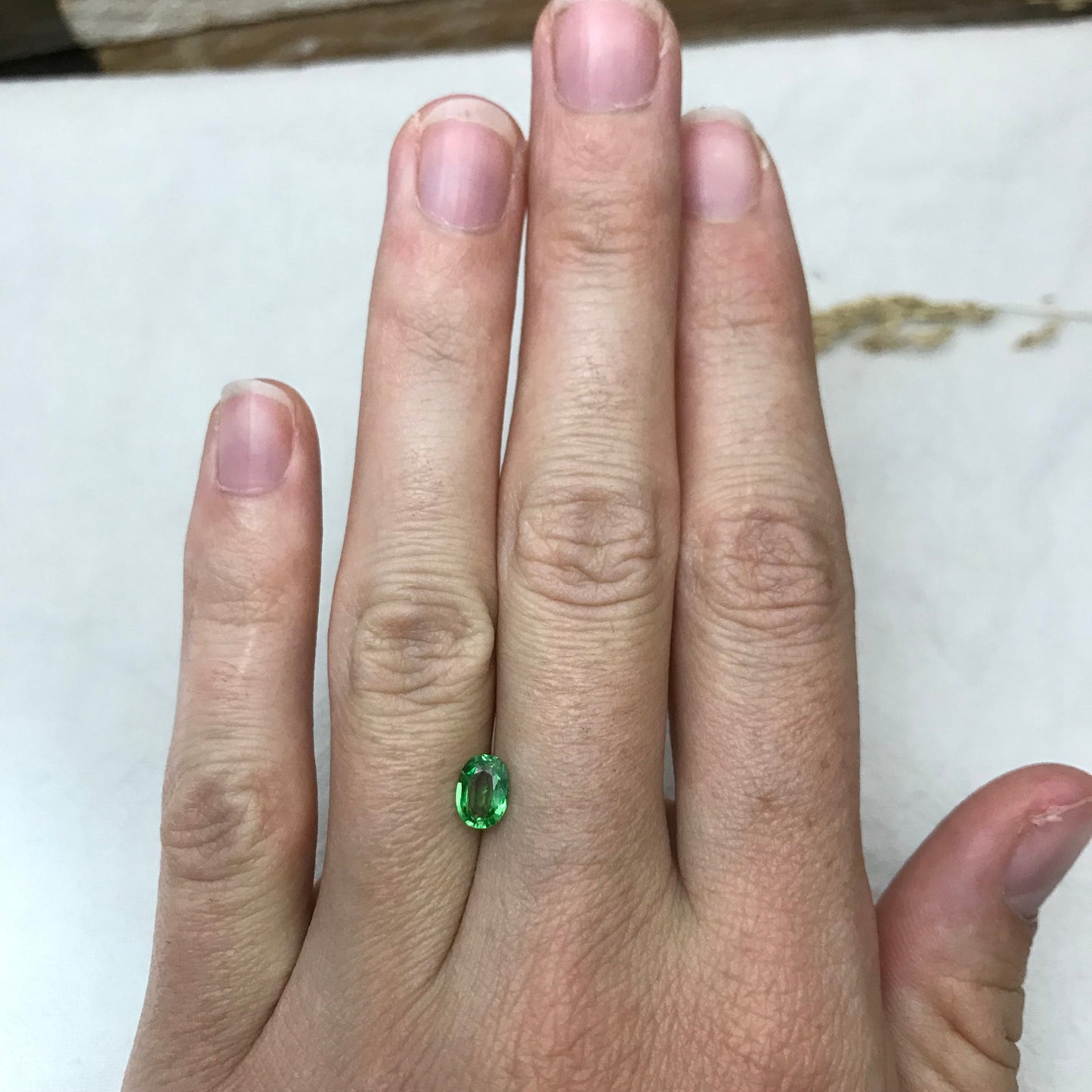 Natural Green Tsavorite Garnet 0.71 carat 6.5x4.8mm Faceted Oval Genuine Gemstone, Loose Gem Green Garnet, Approx. 6.5x5mm