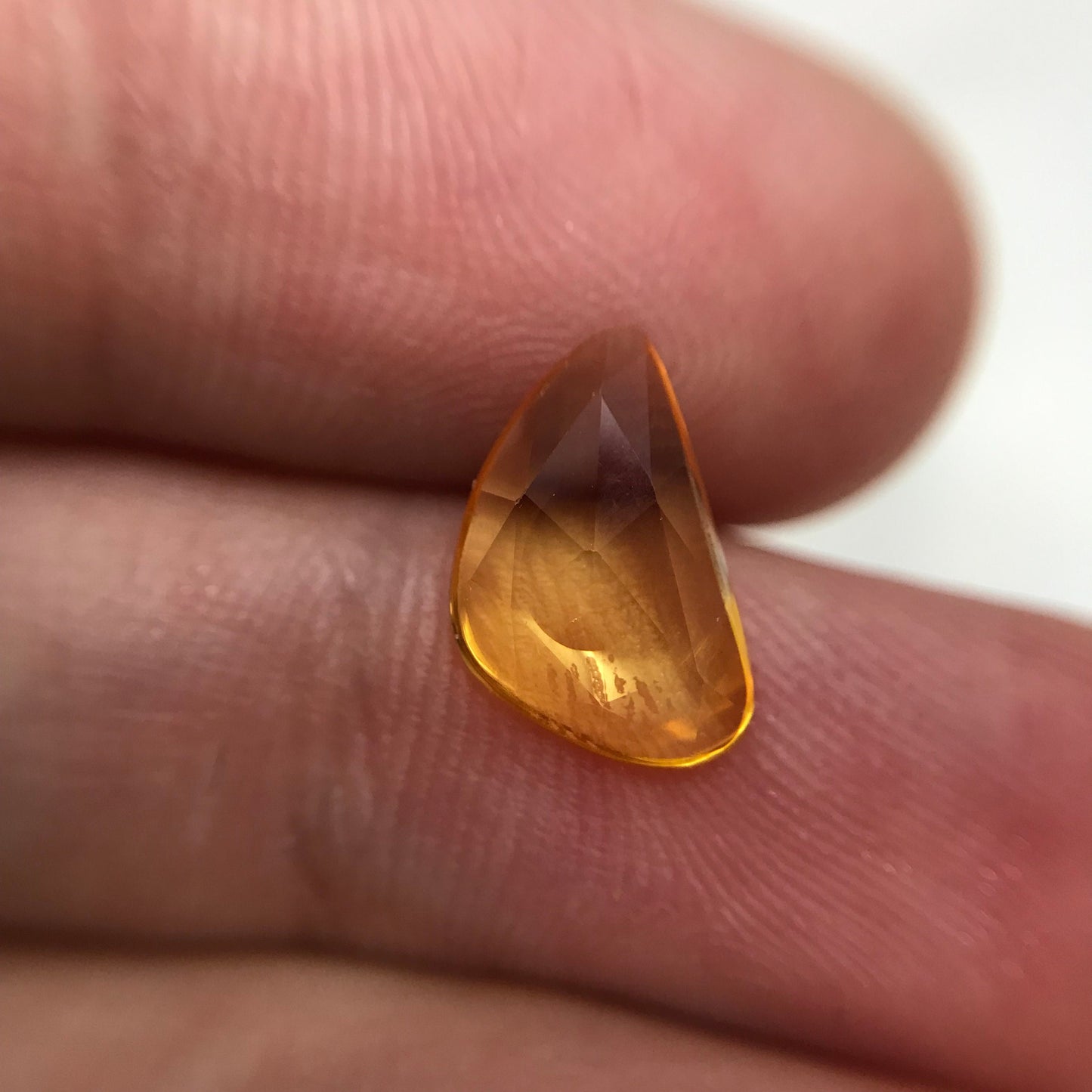 1.66 ct Natural Yellow Sapphire, 11x7mm Rose Cut BE Yellow Sapphire, Freeform Trillion, Beryllium Treated Sapphire