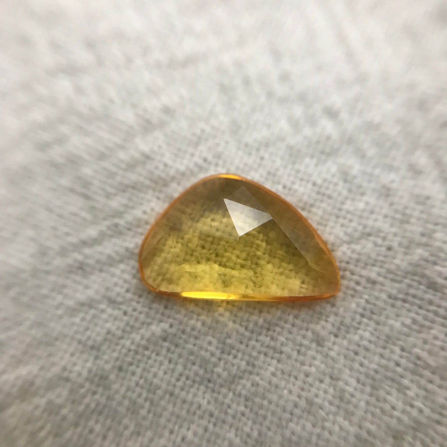 1.66 ct Natural Yellow Sapphire, 11x7mm Rose Cut BE Yellow Sapphire, Freeform Trillion, Beryllium Treated Sapphire