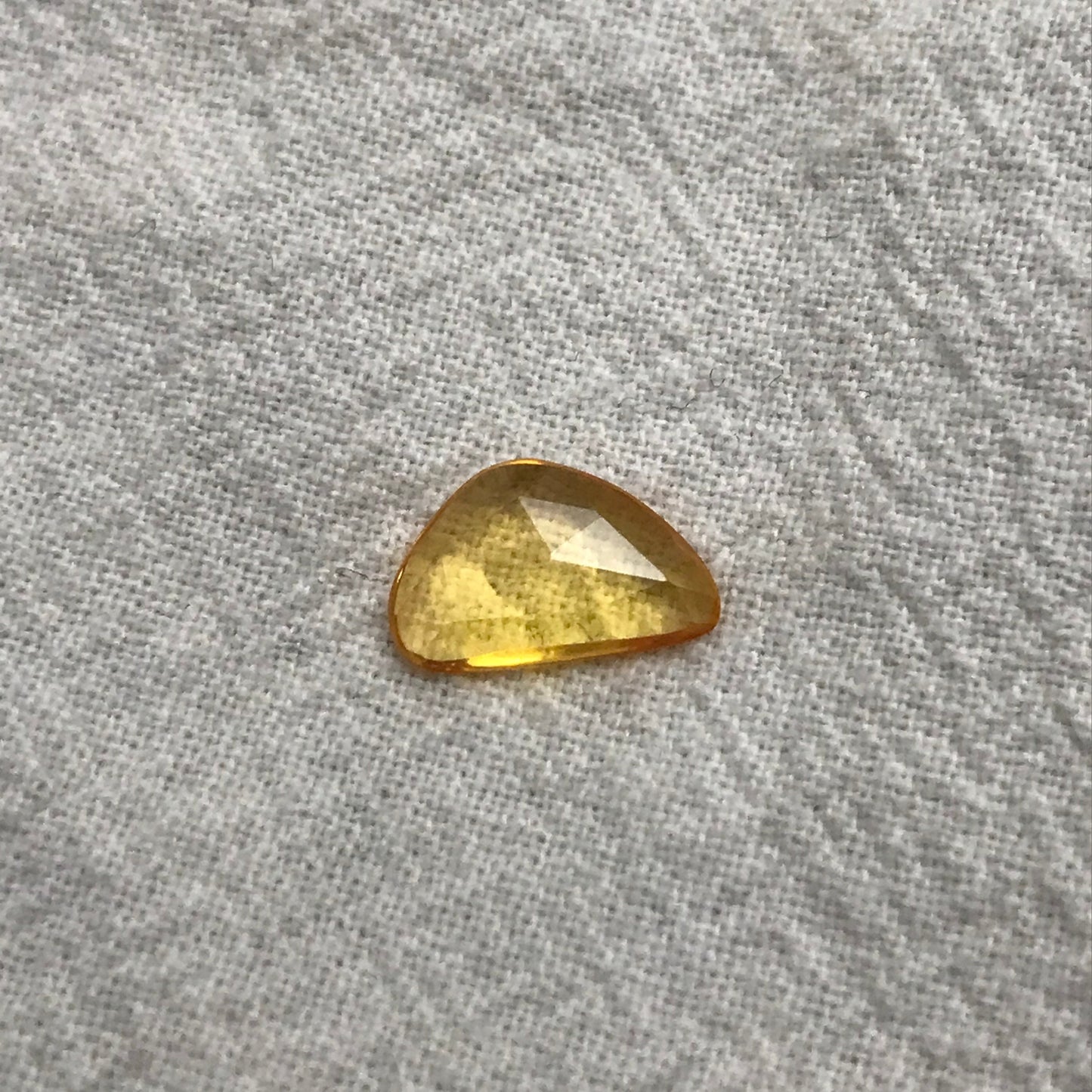 1.66 ct Natural Yellow Sapphire, 11x7mm Rose Cut BE Yellow Sapphire, Freeform Trillion, Beryllium Treated Sapphire