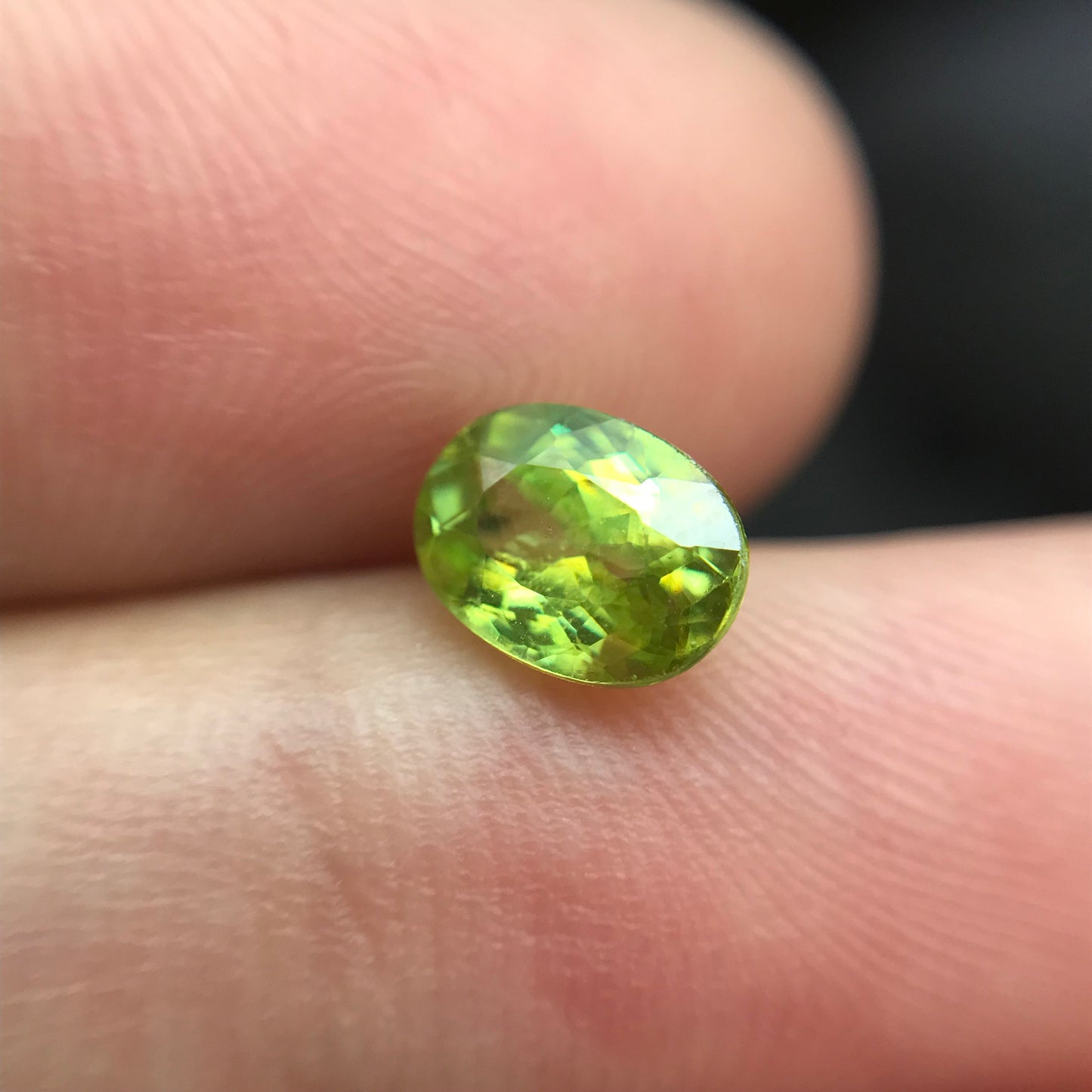 1 ct Yellowish Green Sphene 7x5mm Oval Cut, Natural Madagascar Sphene, Faceted Loose Vivid Green Titanite, 7.2x5.2mm