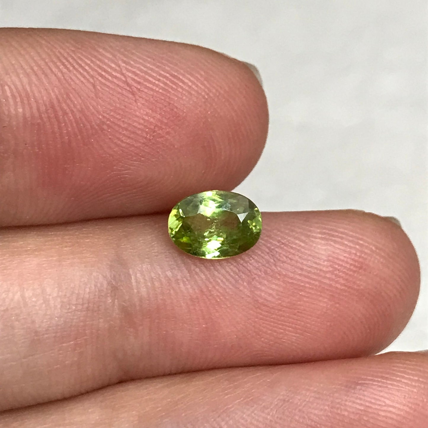 1 ct Yellowish Green Sphene 7x5mm Oval Cut, Natural Madagascar Sphene, Faceted Loose Vivid Green Titanite, 7.2x5.2mm