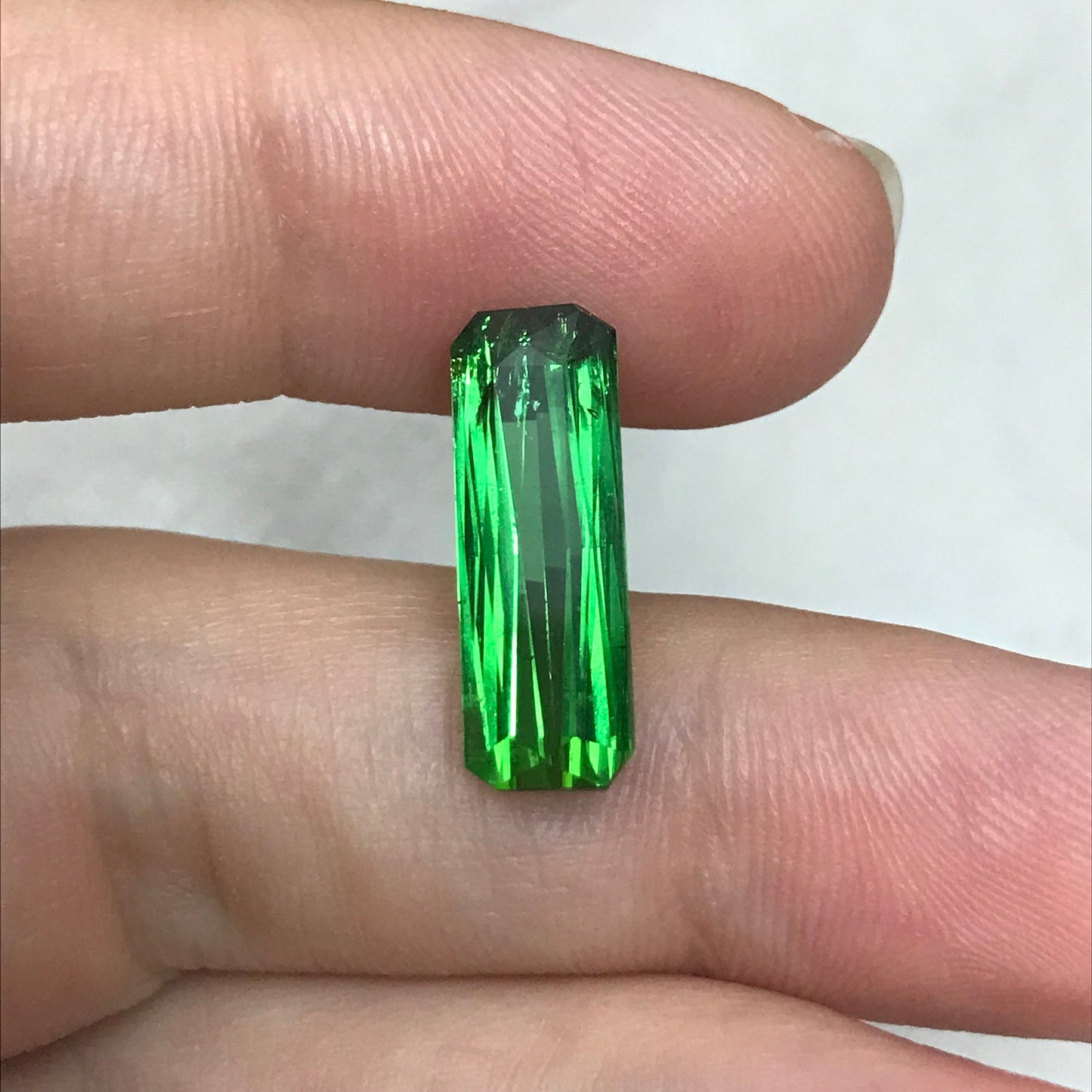 4.89 Ct Natural Green Tourmaline Rectangle Scissor Cut 17.4x6mm Faceted Loose Gemstone, Nice Green