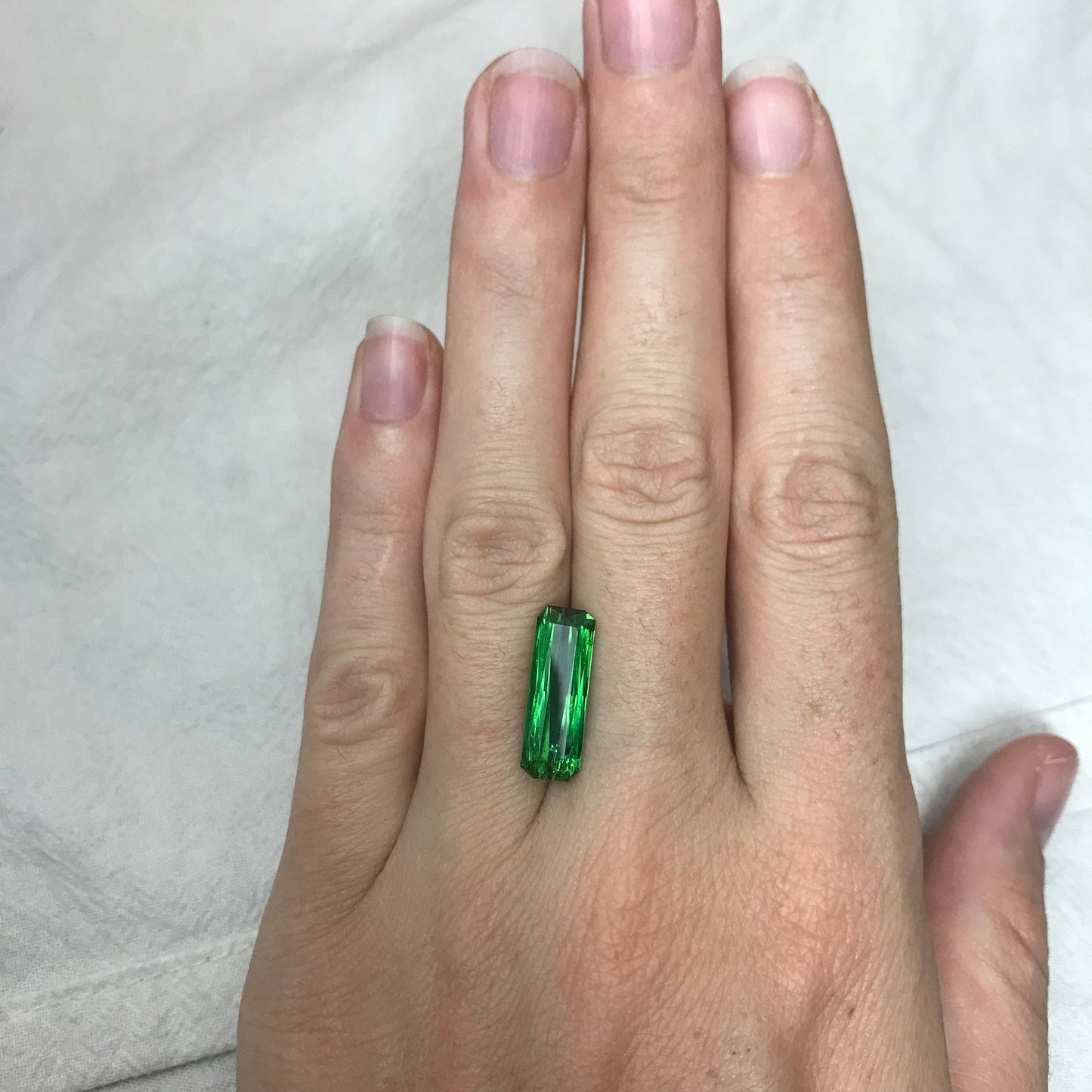 4.89 Ct Natural Green Tourmaline Rectangle Scissor Cut 17.4x6mm Faceted Loose Gemstone, Nice Green