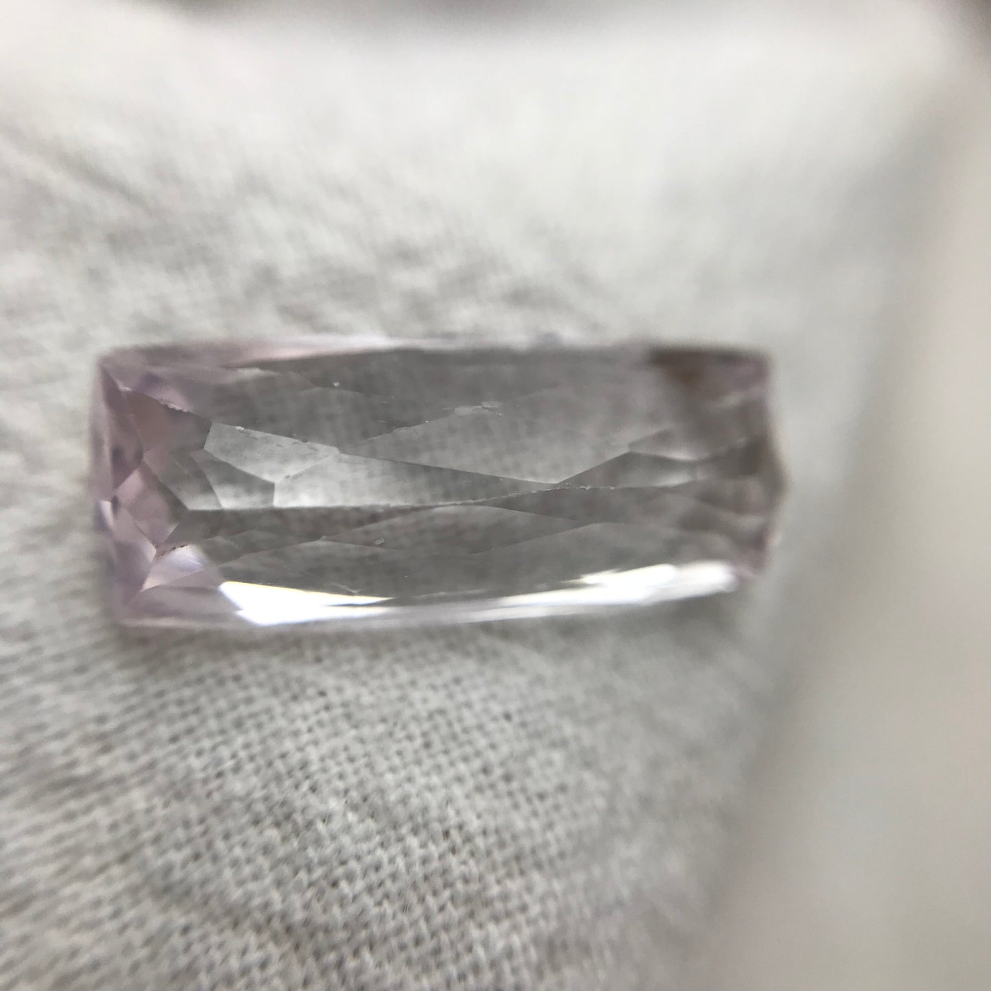 9.20 ct Pink Kunzite 19x8mm Cushion Cut, Antique Cushion, Imperfect Gem, Faceted Loose Gemstone,