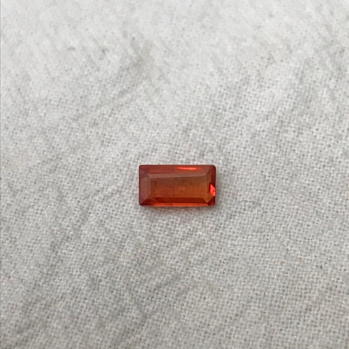 0.96 ct Natural Orange Sapphire 7.5x4mm Baguette Cut Loose Faceted Gem, Reddish Orange Beryllium Treated Sapphire, 7.5x4.1mm
