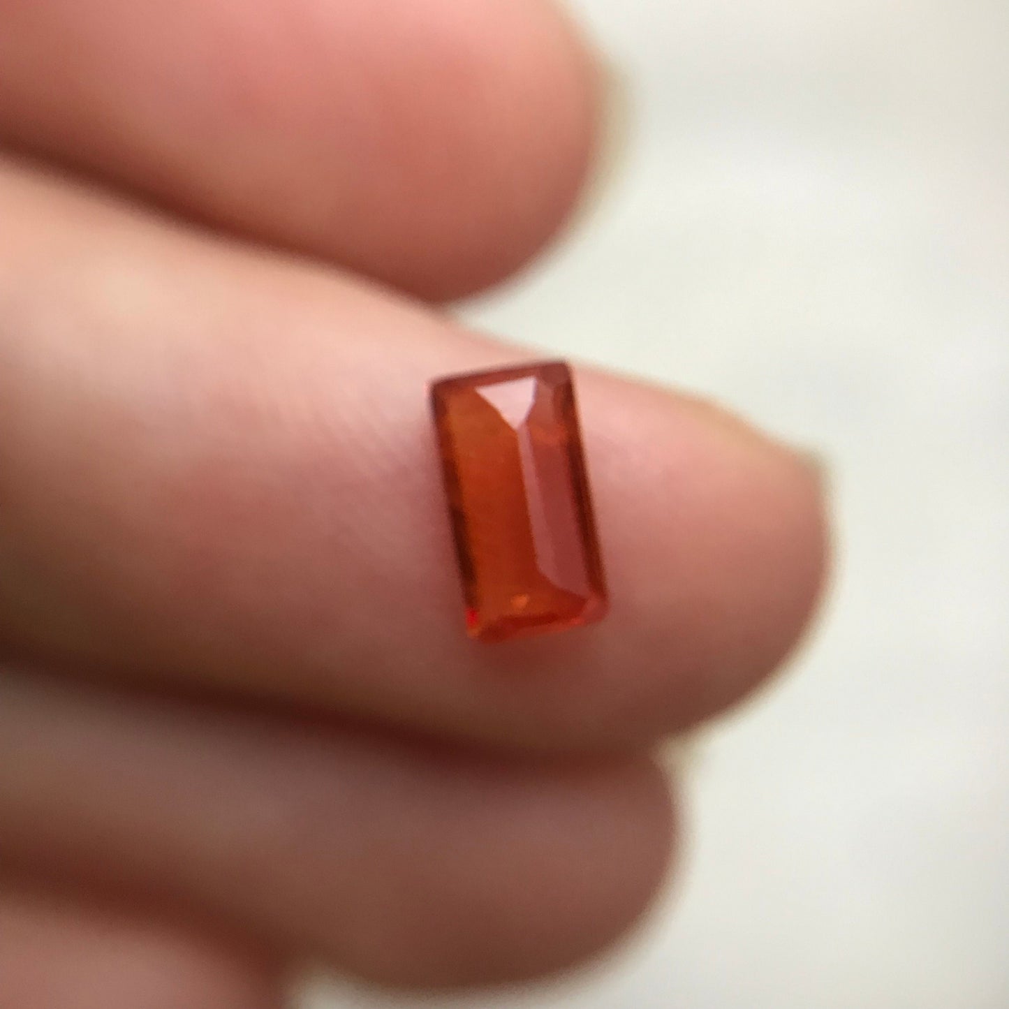 0.96 ct Natural Orange Sapphire 7.5x4mm Baguette Cut Loose Faceted Gem, Reddish Orange Beryllium Treated Sapphire, 7.5x4.1mm