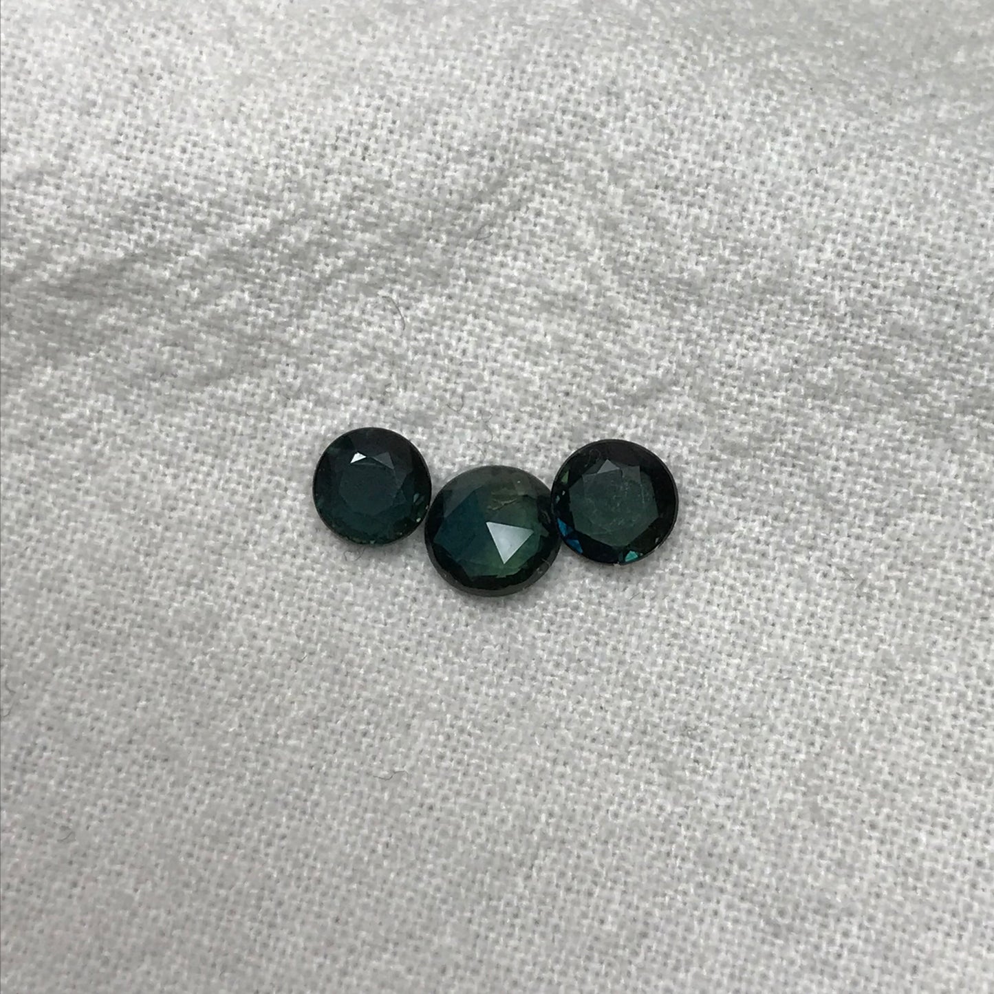 3 Greenish Blue Sapphires Round Reversible Sided Rose cut/Standard Round Top, 4.5mm - 5mm, 0.37-0.52, Heat Treated Loose Gemstone, 1.30 TCW
