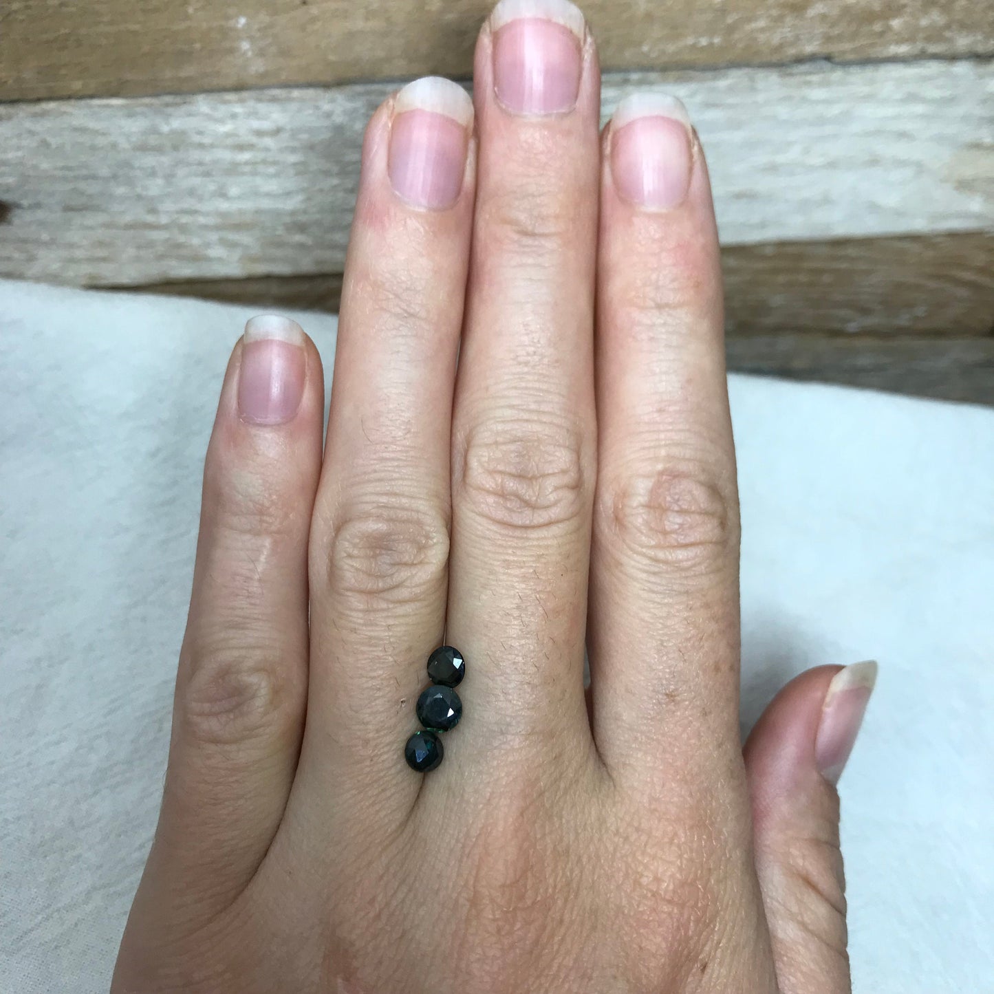 3 Greenish Blue Sapphires Round Reversible Sided Rose cut/Standard Round Top, 4.5mm - 5mm, 0.37-0.52, Heat Treated Loose Gemstone, 1.30 TCW