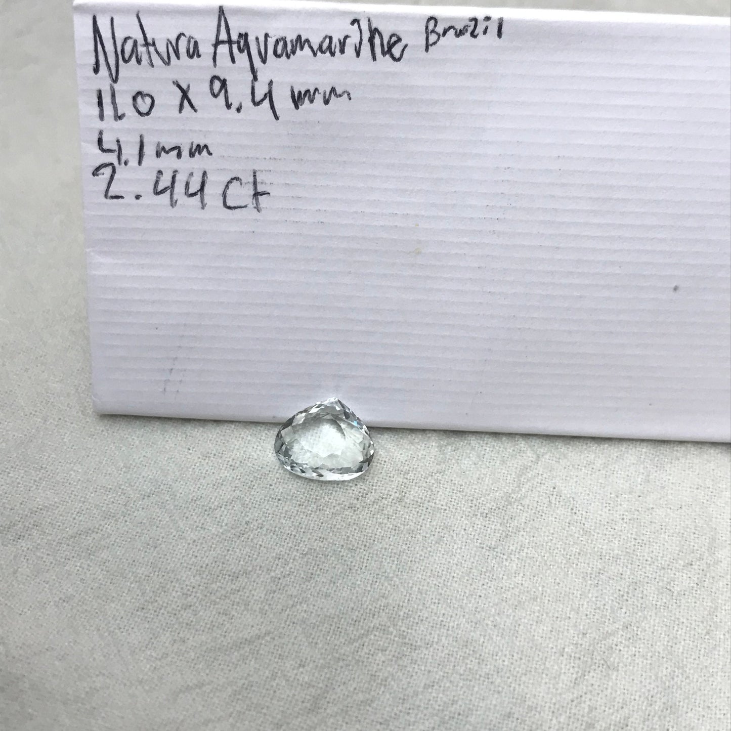 2.44 carat Aquamarine 11x9.4mm Fat Pear Cut, Natural Light Blue Aquamarine, Faceted Loose Shallow cut Gem,