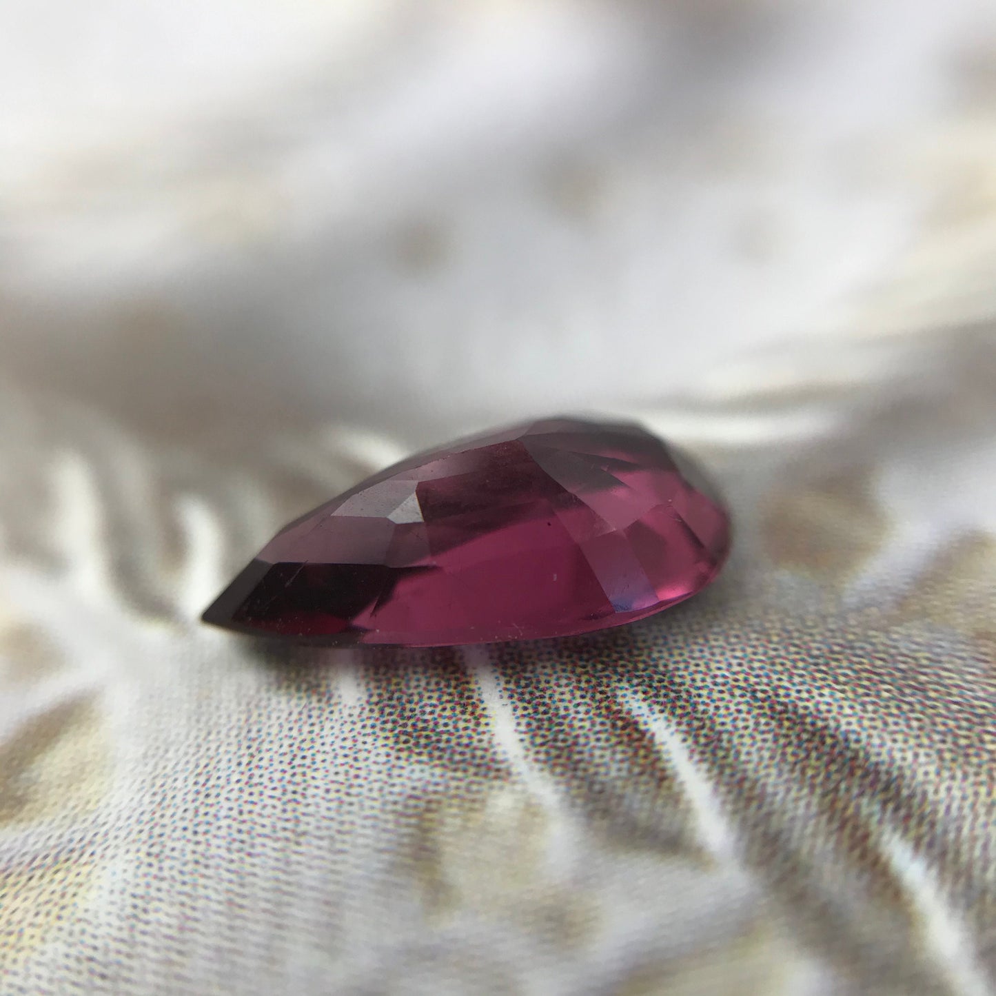 1.27 carat Natural Rhodolite Garnet, 9.4x5.3mm Pear Cut Rose Red Garnet, Faceted Raspberry Garnet, Purplish Red