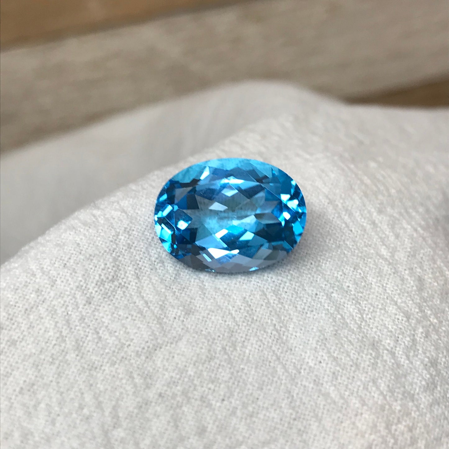 16x12mm Blue Topaz Oval Cut 12.82 Carat, Loose Gem, Faceted Real Topaz, Reclaimed Gems, December Birthstone US Seller