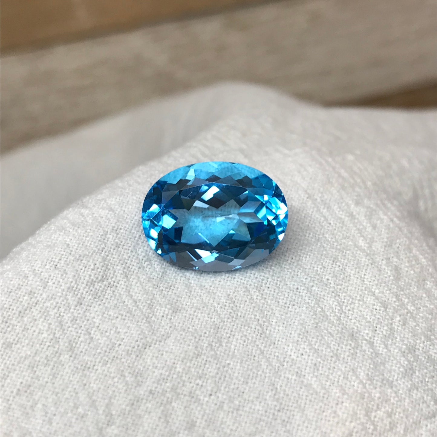 16x12mm Blue Topaz Oval Cut 12.82 Carat, Loose Gem, Faceted Real Topaz, Reclaimed Gems, December Birthstone US Seller
